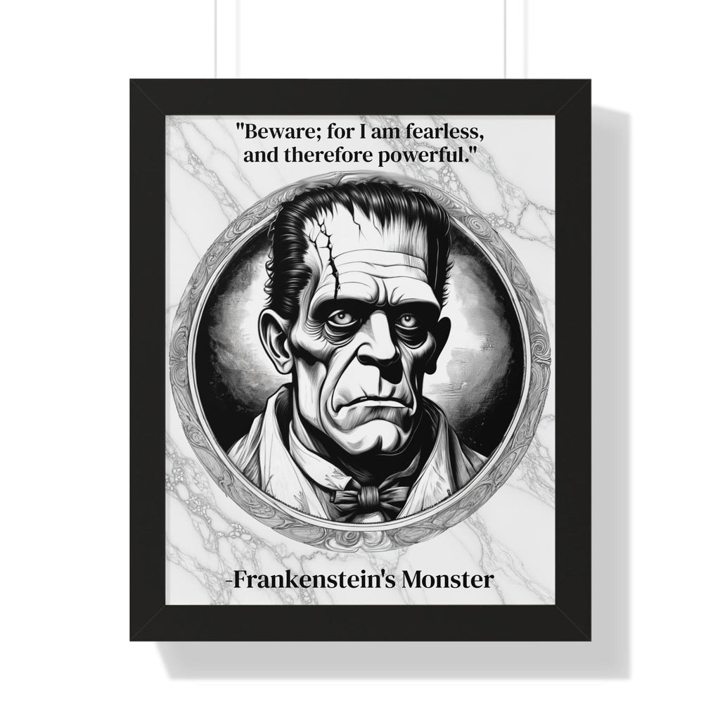 Printify Poster 16″ x 20″ / Black Frankensteins Monster Inspirational Quote Science Fiction Decor Framed Wall Art for Home Office Gift - Perfect Creature Quote Print for Fans