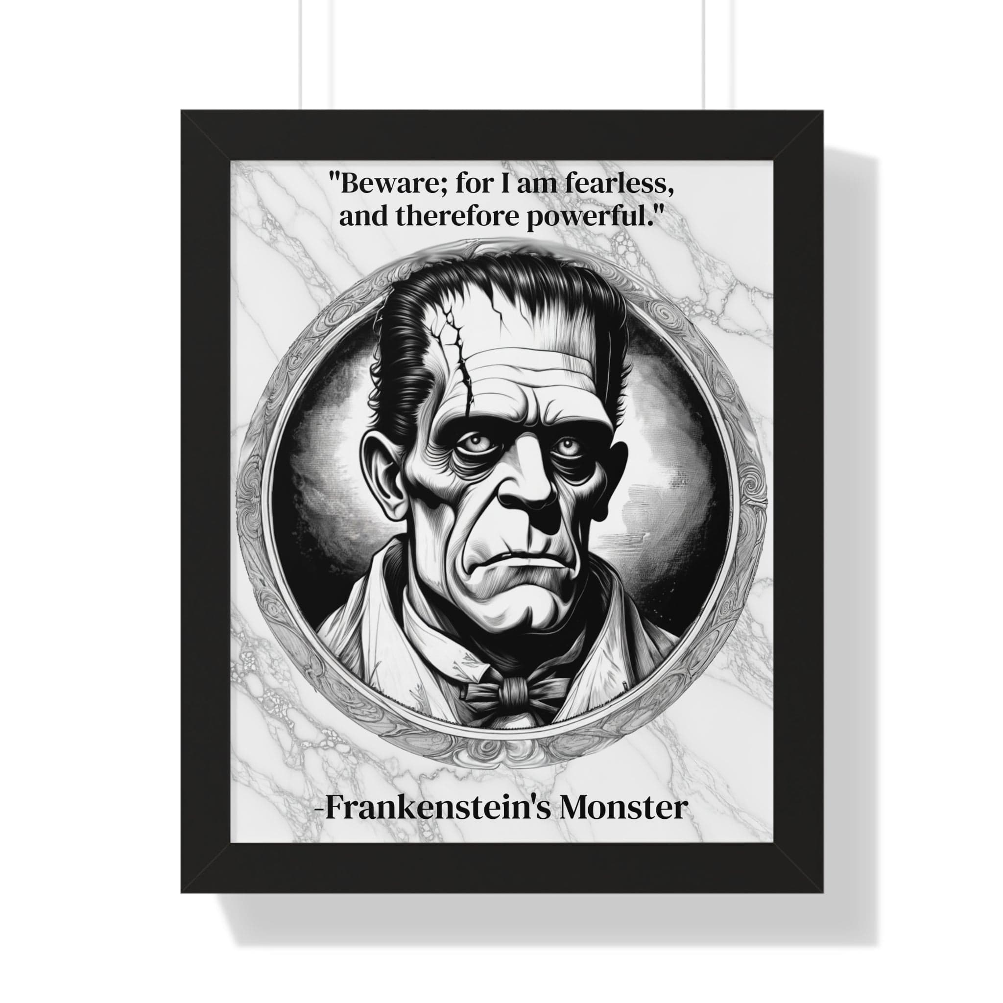 Printify Poster 16″ x 20″ / Black Frankensteins Monster Inspirational Quote Science Fiction Decor Framed Wall Art for Home Office Gift - Perfect Creature Quote Print for Fans