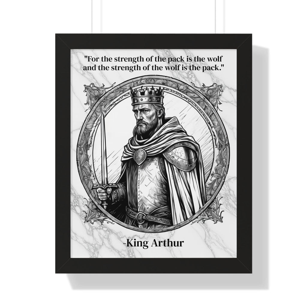 Printify Poster 16″ x 20″ / Black King Arthur Knights Templar Inspirational Framed Wall Art Quote for Fantasy Lovers Castle Decor - Great Gift for Medieval History Fans