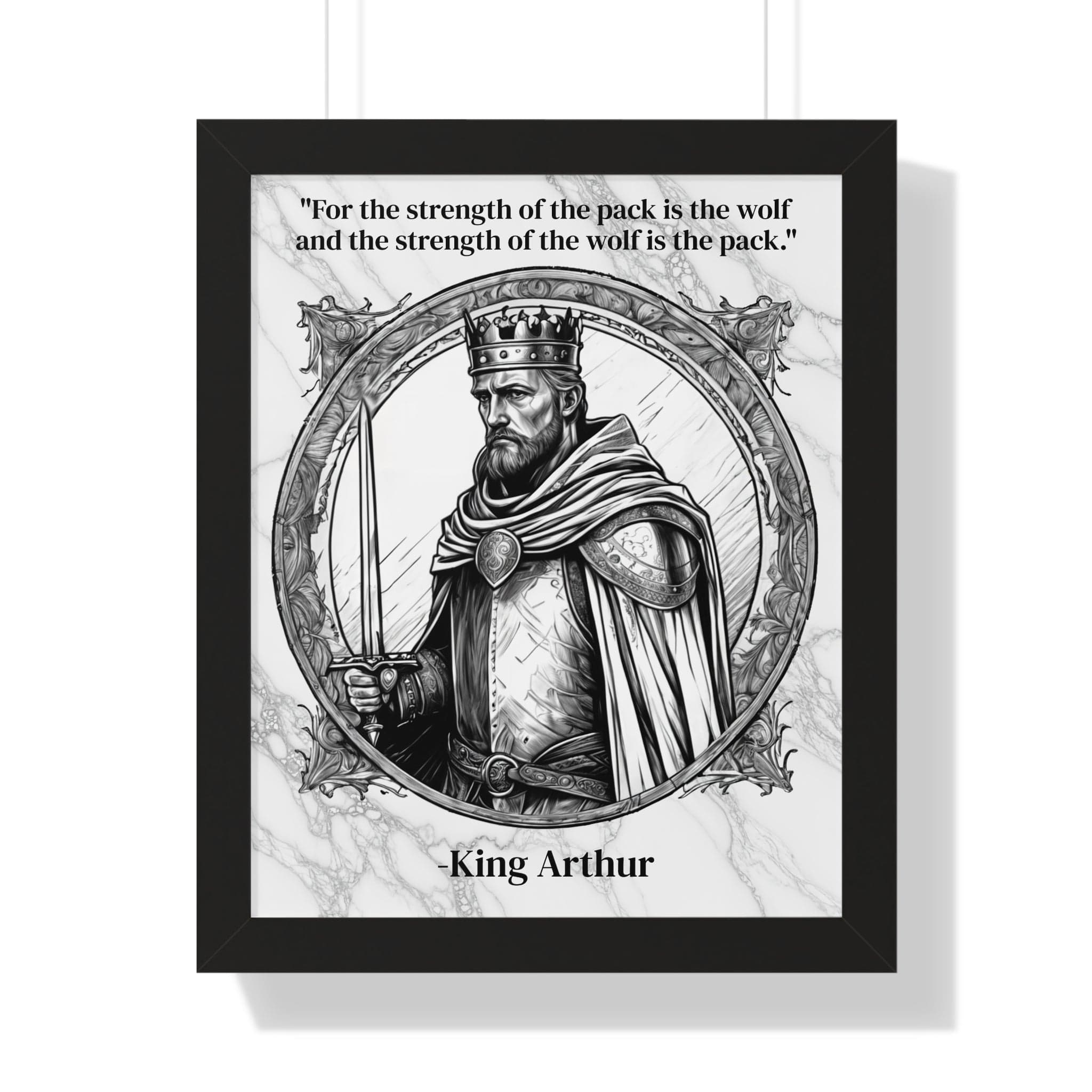 Printify Poster 16″ x 20″ / Black King Arthur Knights Templar Inspirational Framed Wall Art Quote for Fantasy Lovers Castle Decor - Great Gift for Medieval History Fans