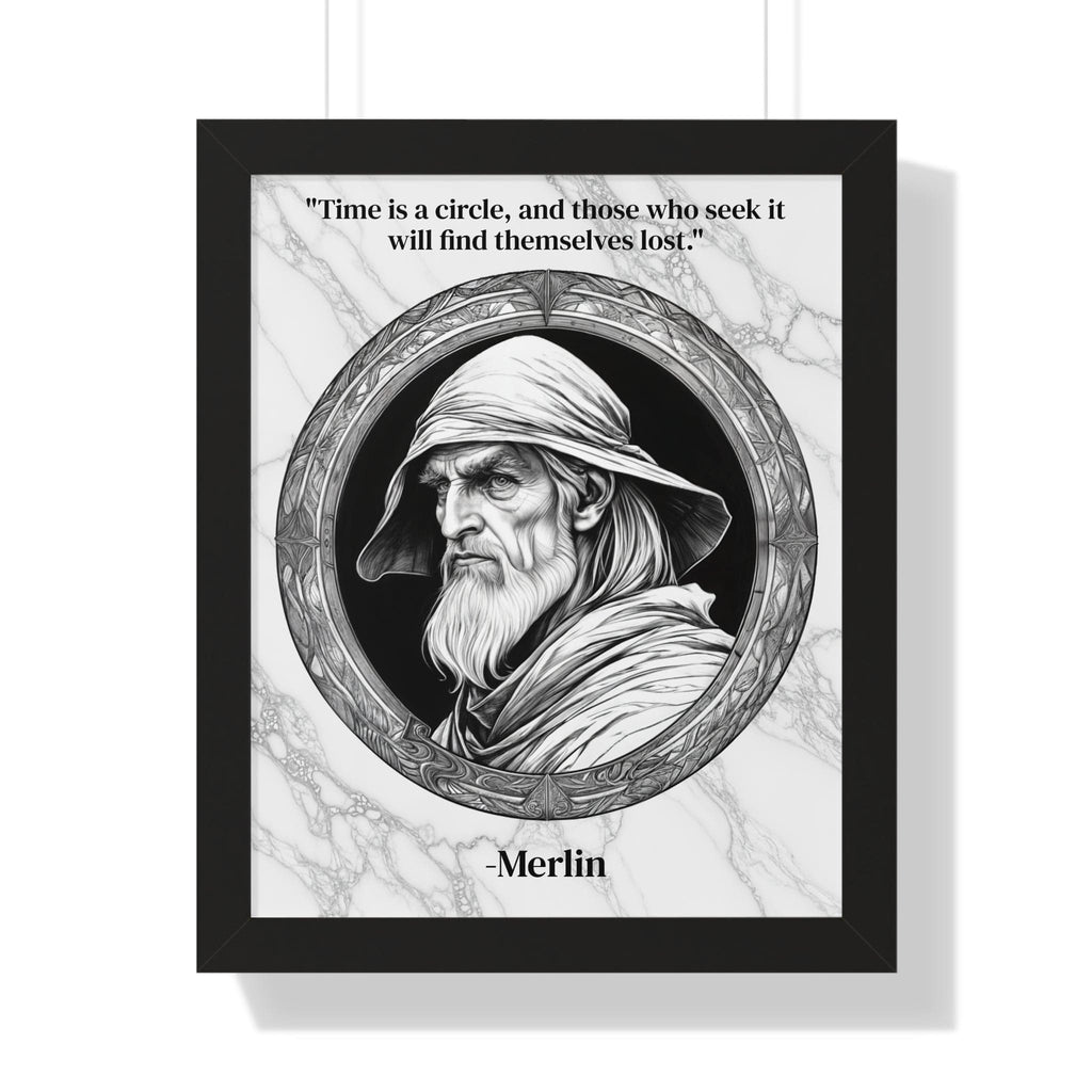 Printify Poster 16″ x 20″ / Black Merlin Magic Wizard Spells Framed Wall Art Inspirational Quote for Fantasy Readers Decor - Perfect Gift for Enchanted Castle Home Lovers Fan