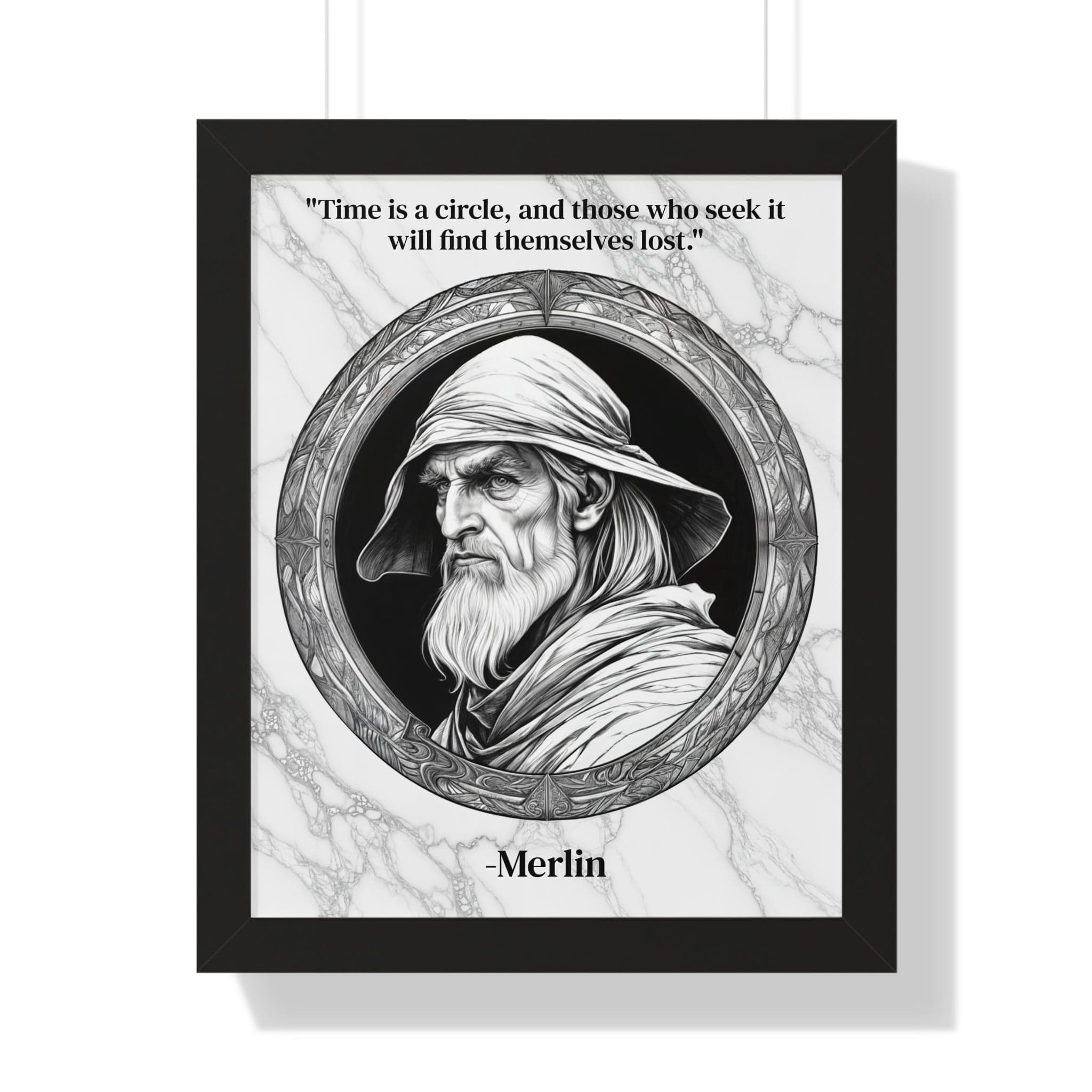 Printify Poster 16″ x 20″ / Black Merlin Magic Wizard Spells Framed Wall Art Inspirational Quote for Fantasy Readers Decor - Perfect Gift for Enchanted Castle Home Lovers Fan