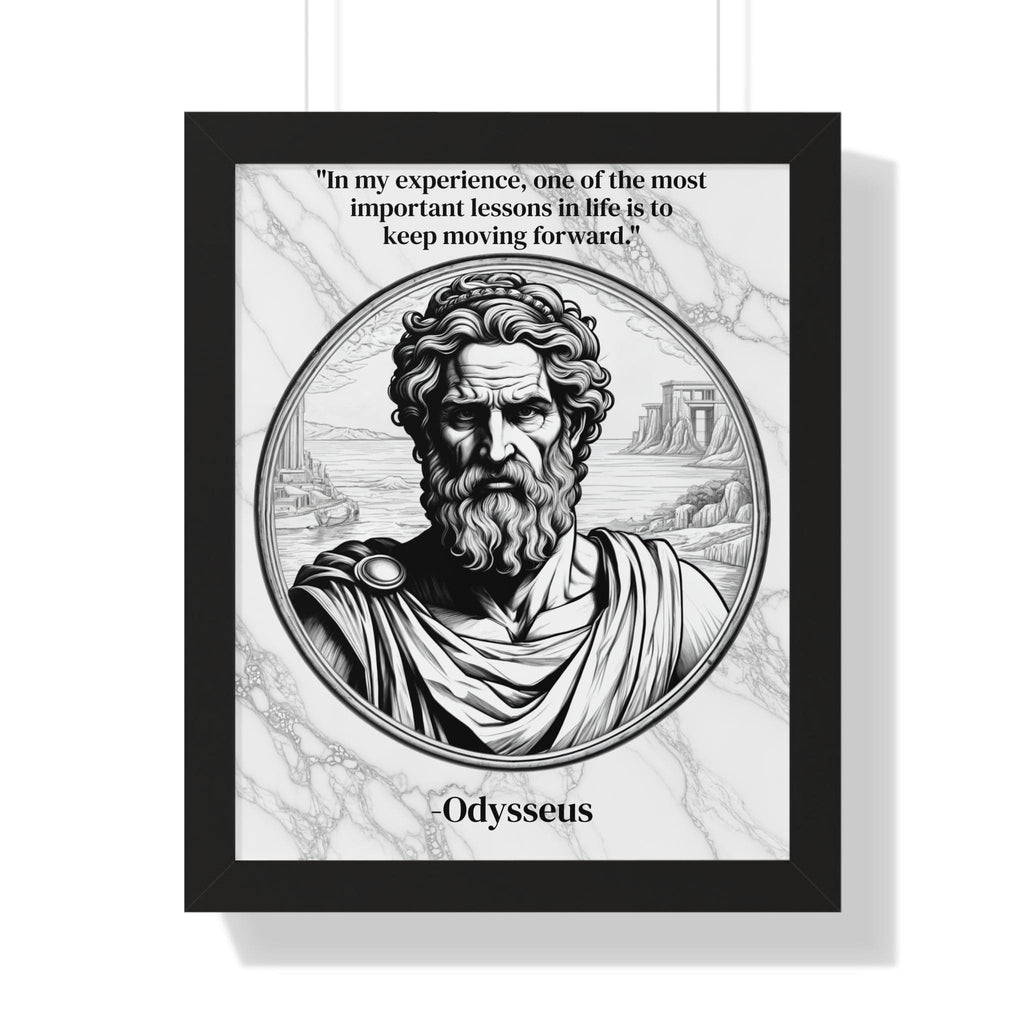 Printify Poster 16″ x 20″ / Black Odysseus Adventure Traveler Inspirational Framed Wall Art Quote for Literary Lovers Hero Decor - Perfect Gift for Epic Poetry Book Fans