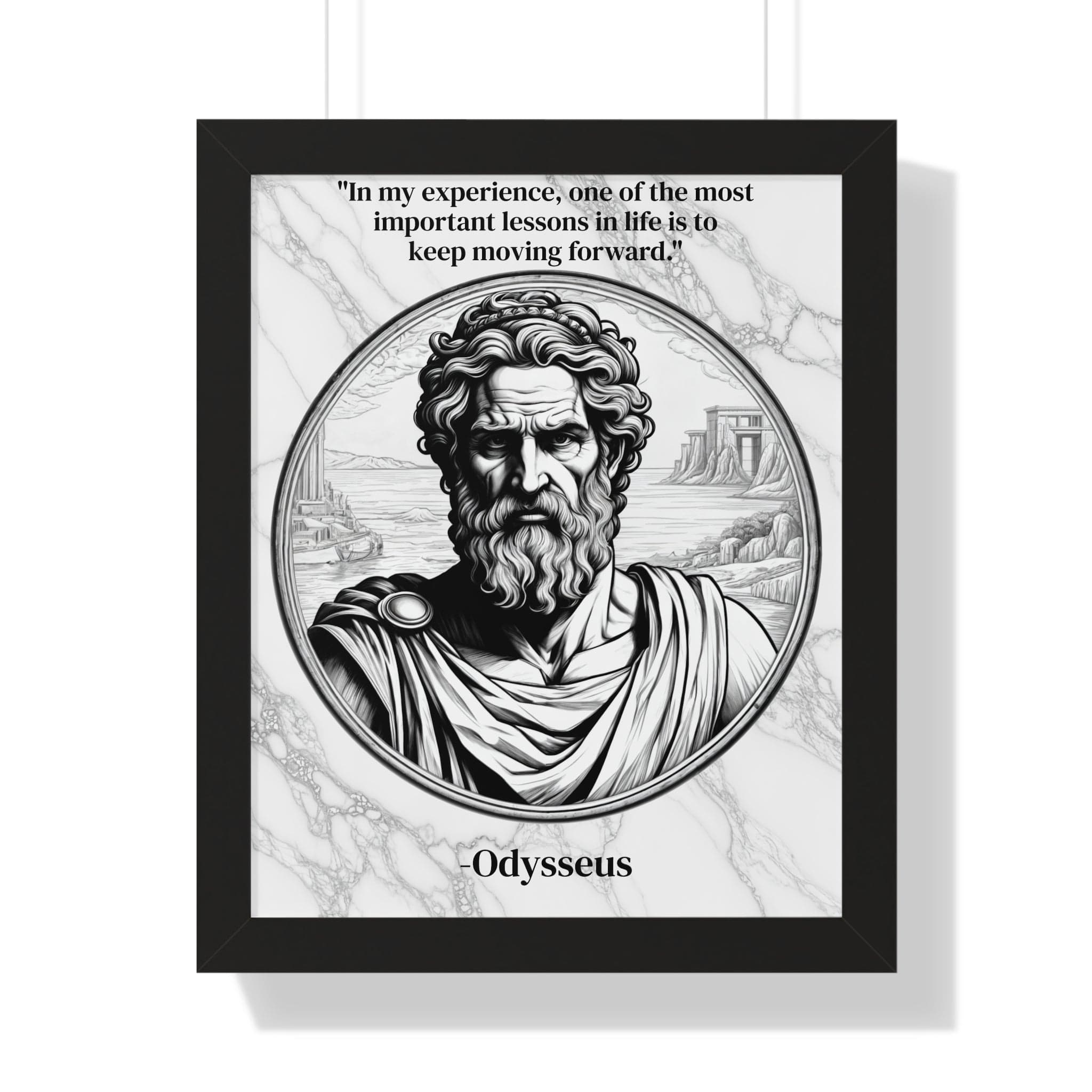 Printify Poster 16″ x 20″ / Black Odysseus Adventure Traveler Inspirational Framed Wall Art Quote for Literary Lovers Hero Decor - Perfect Gift for Epic Poetry Book Fans