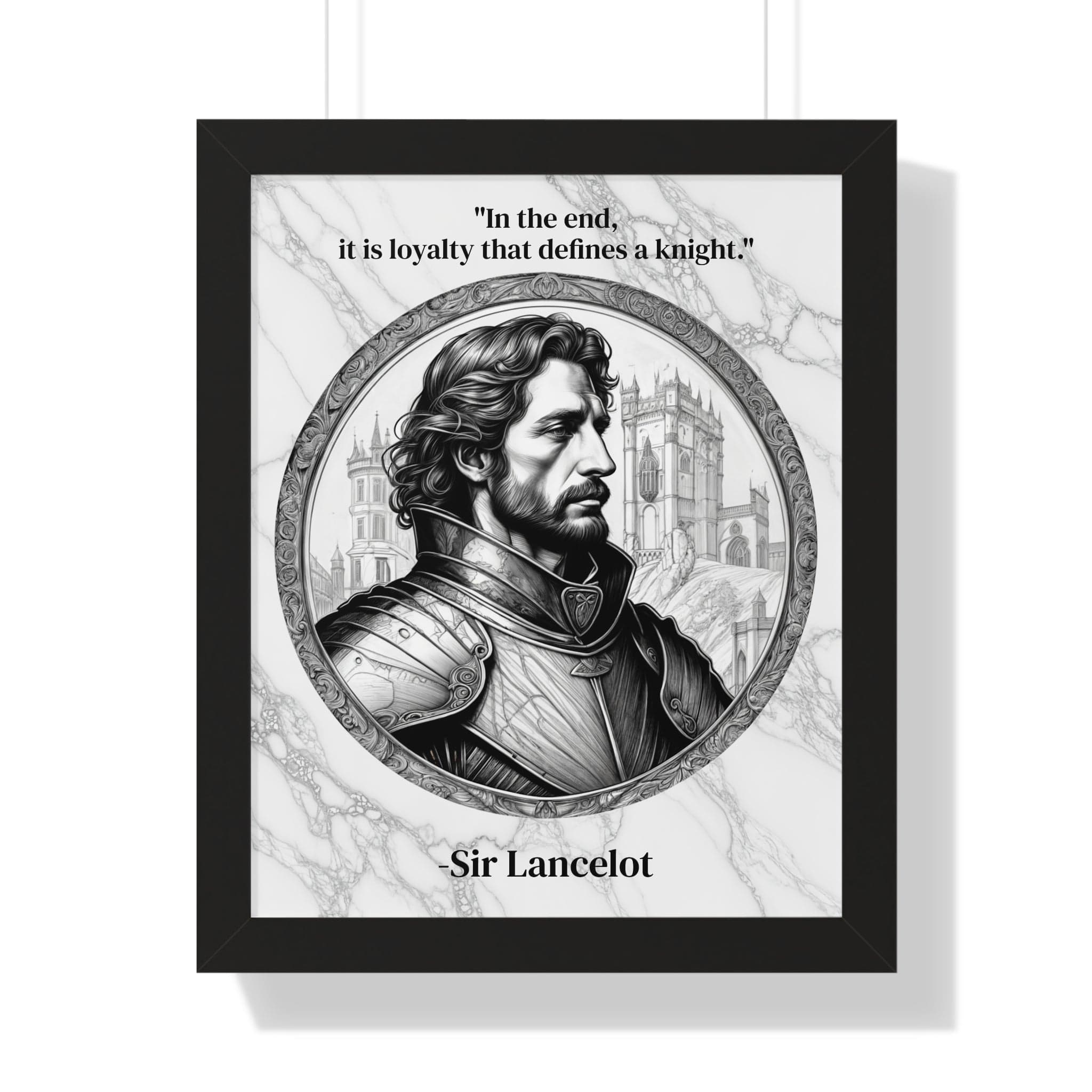 Printify Poster 16″ x 20″ / Black Sir Lancelot Chivalry Code Knights Honor Framed Wall Art Inspirational Quote for Knights Templar Decor - Unique Gift for History Lovers Fans