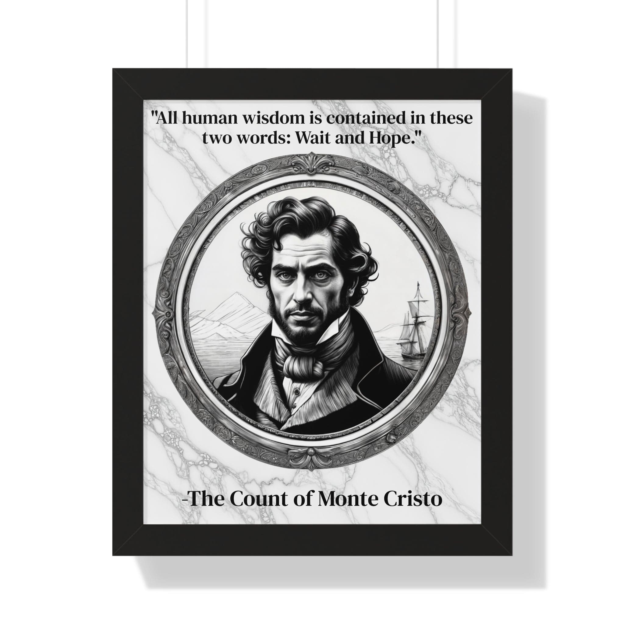 Printify Poster 16″ x 20″ / Black The Count of Monte Cristo Inspirational Quote Decor Framed Wall Art for Home Office Gift - Revenge Quote Print for Classic Literature Lovers