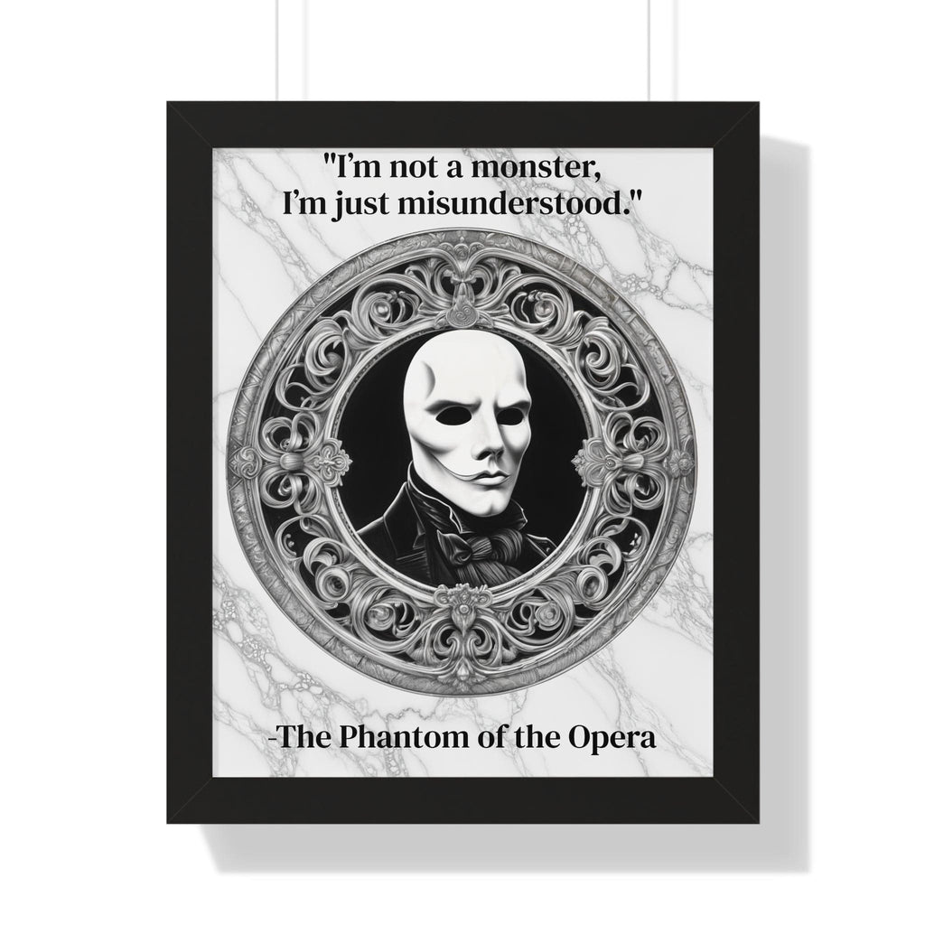Printify Poster 16″ x 20″ / Black The Phantom of the Opera Inspirational Quote Art Decor Framed Wall Art for Home Office Gift - Perfect Quote Print for Music and Mystery Fans