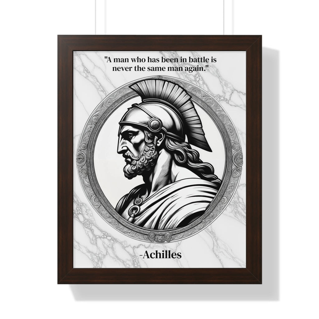Printify Poster 16″ x 20″ / Walnut Achilles Greek Mythology Motivational Framed Wall Art Quote for Home Office Decor - Unique Gift for Warrior Spirit Inspirational Fans