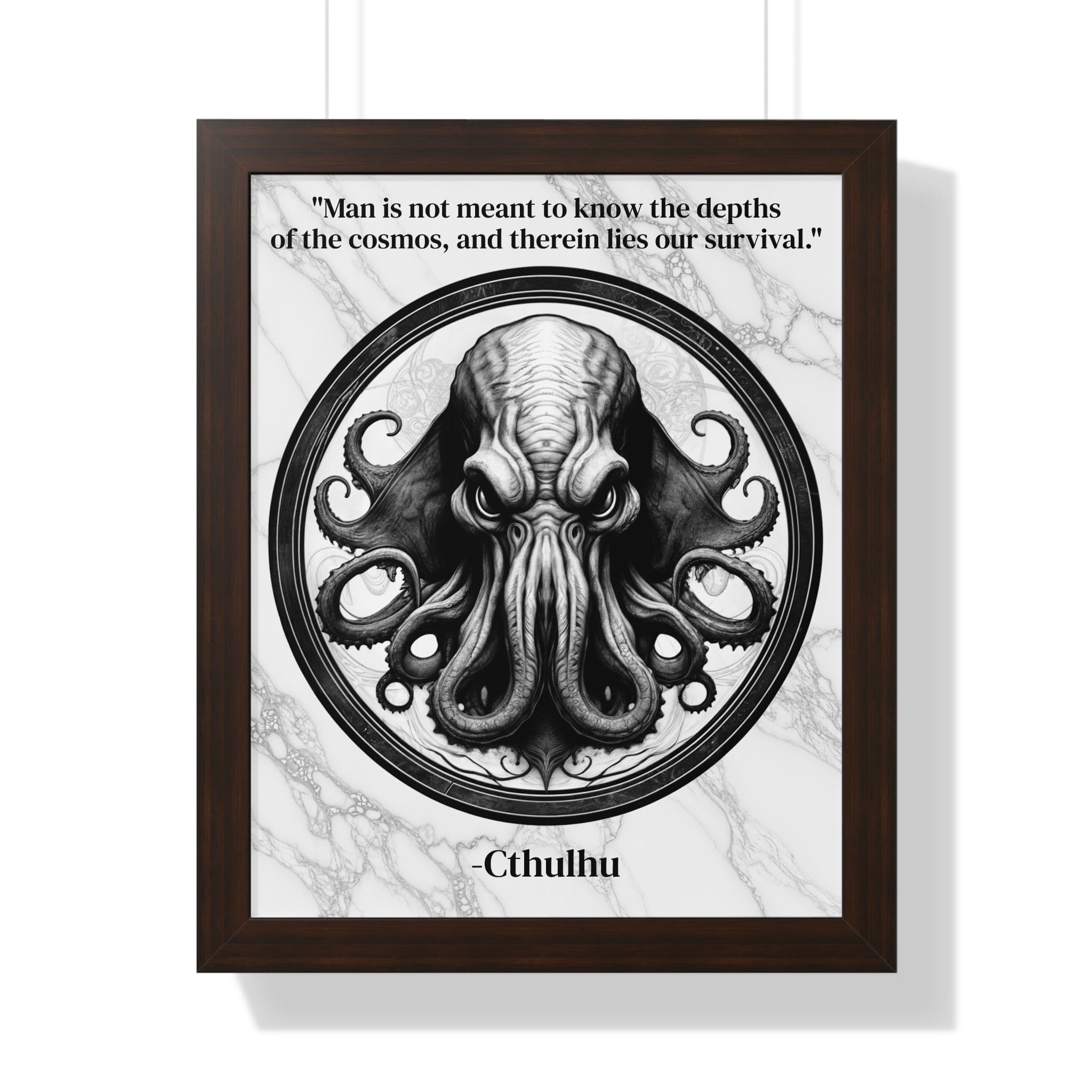 Printify Poster 16″ x 20″ / Walnut Cthulhu Lovecraft Epic Horror Mythos Framed Wall Art Inspirational Quote for Dark Fantasy Decor - Perfect Gift for Legendary Quest Fans Fan