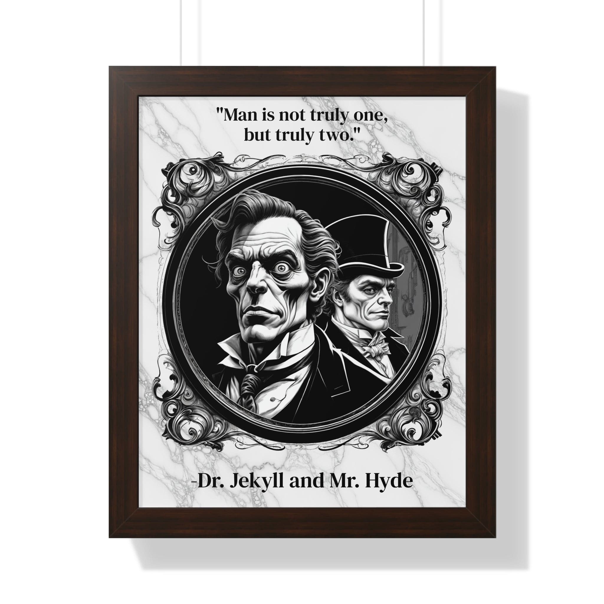 Printify Poster 16″ x 20″ / Walnut Dr. Jekyll and Mr. Hyde Inspirational Quote Gothic Decor Framed Wall Art for Home Office Gift - Duality Quote Print for Literary Enthusiasts