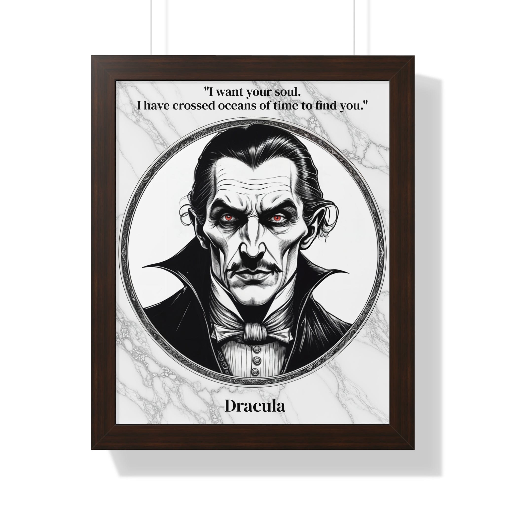 Printify Poster 16″ x 20″ / Walnut Dracula Inspirational Quote Gothic Decor Framed Wall Art for Home Office Gift - Ideal Vampire Quote Print for Horror Literature Lovers
