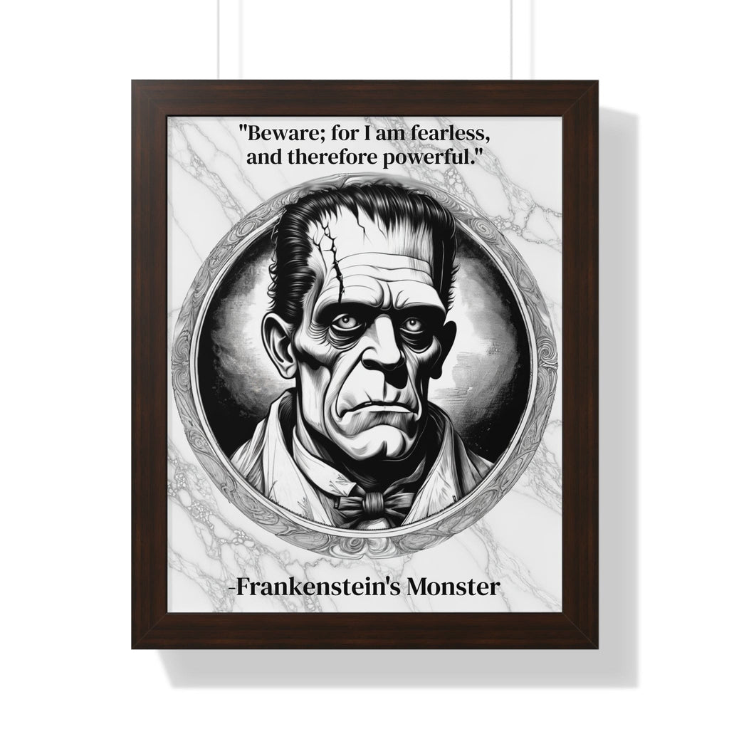 Printify Poster 16″ x 20″ / Walnut Frankensteins Monster Inspirational Quote Science Fiction Decor Framed Wall Art for Home Office Gift - Perfect Creature Quote Print for Fans