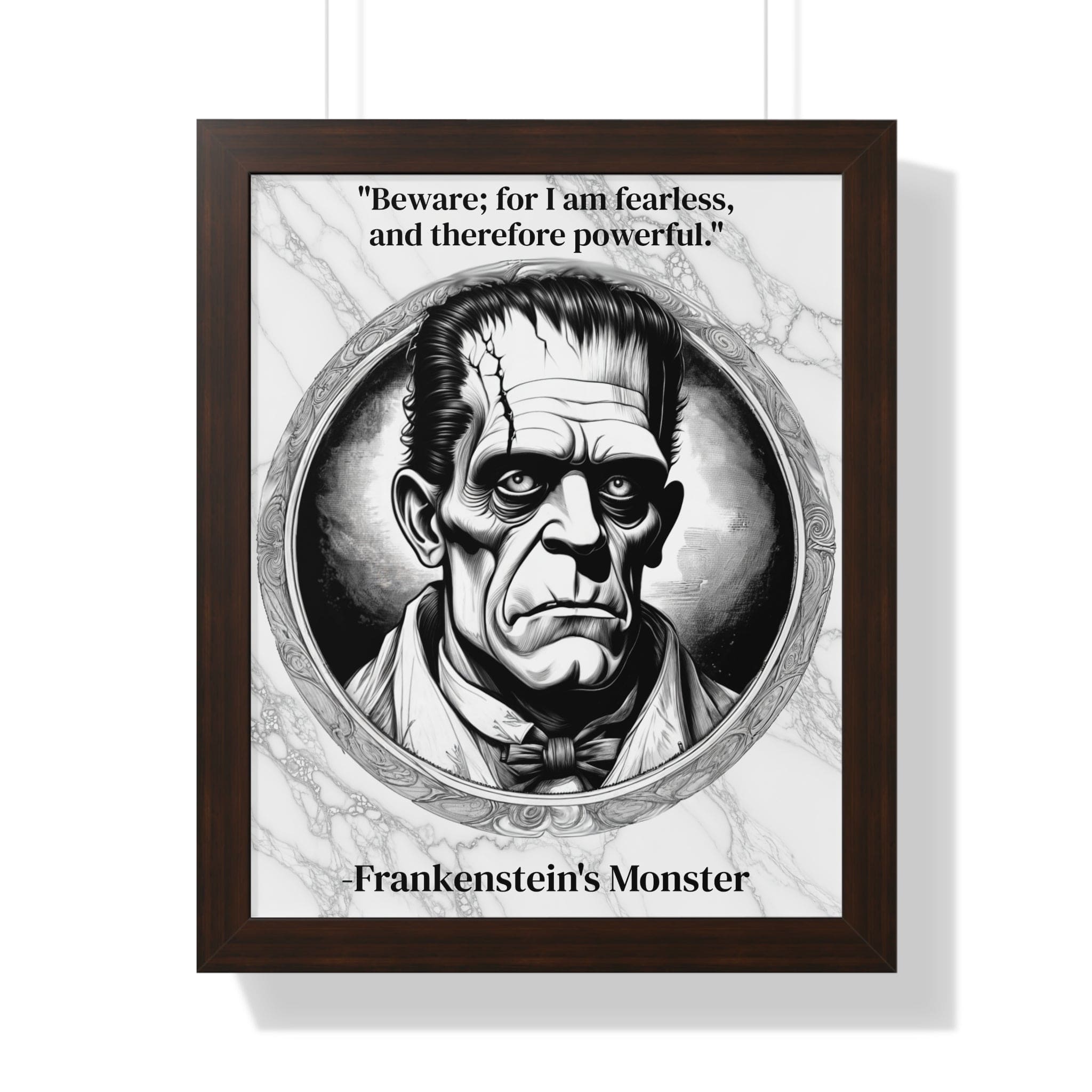 Printify Poster 16″ x 20″ / Walnut Frankensteins Monster Inspirational Quote Science Fiction Decor Framed Wall Art for Home Office Gift - Perfect Creature Quote Print for Fans