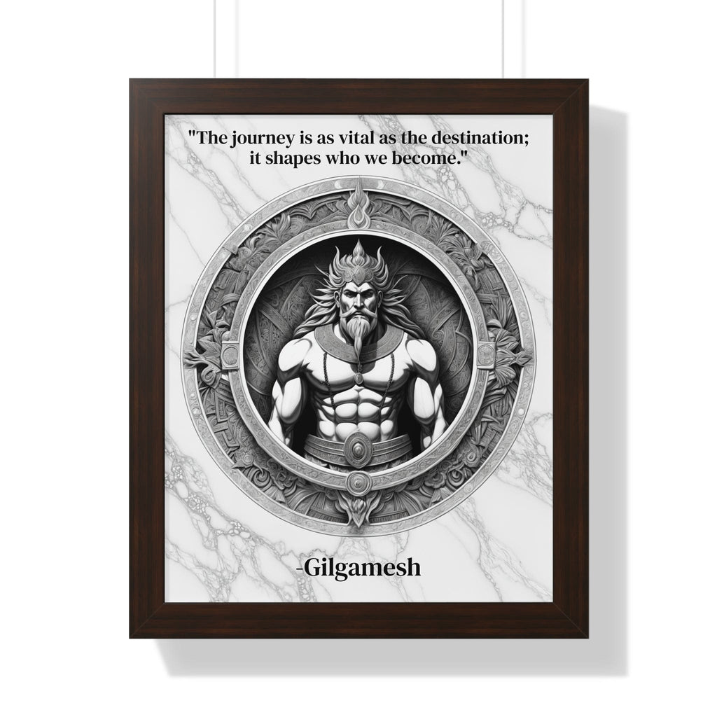 Printify Poster 16″ x 20″ / Walnut Gilgamesh Epic Poem Adventure Hero Framed Wall Art Inspirational Quote for Literature Buffs Decor - Ideal Gift for Epic Poetry Lovers Fans