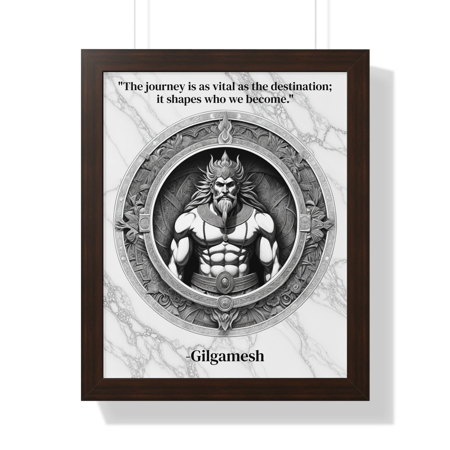 Printify Poster 16″ x 20″ / Walnut Gilgamesh Epic Poem Adventure Hero Framed Wall Art Inspirational Quote for Literature Buffs Decor - Ideal Gift for Epic Poetry Lovers Fans