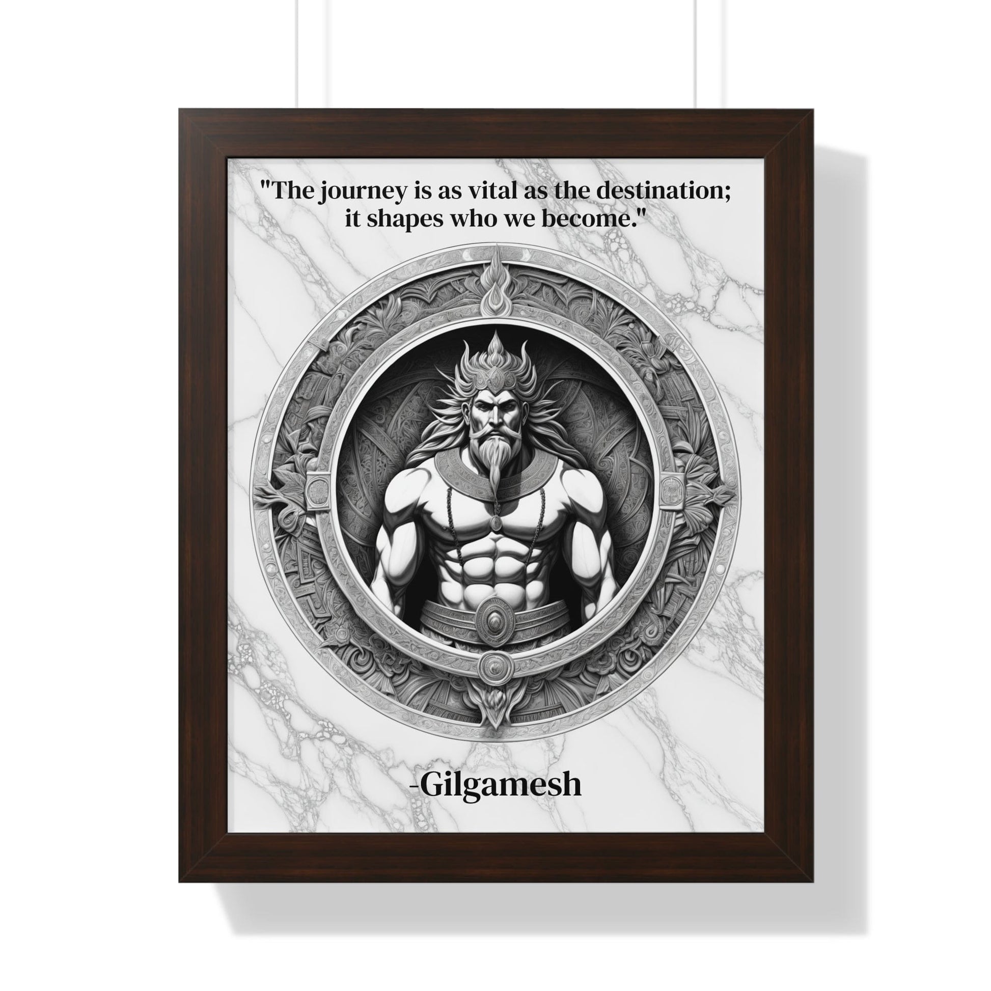 Printify Poster 16″ x 20″ / Walnut Gilgamesh Epic Poem Adventure Hero Framed Wall Art Inspirational Quote for Literature Buffs Decor - Ideal Gift for Epic Poetry Lovers Fans
