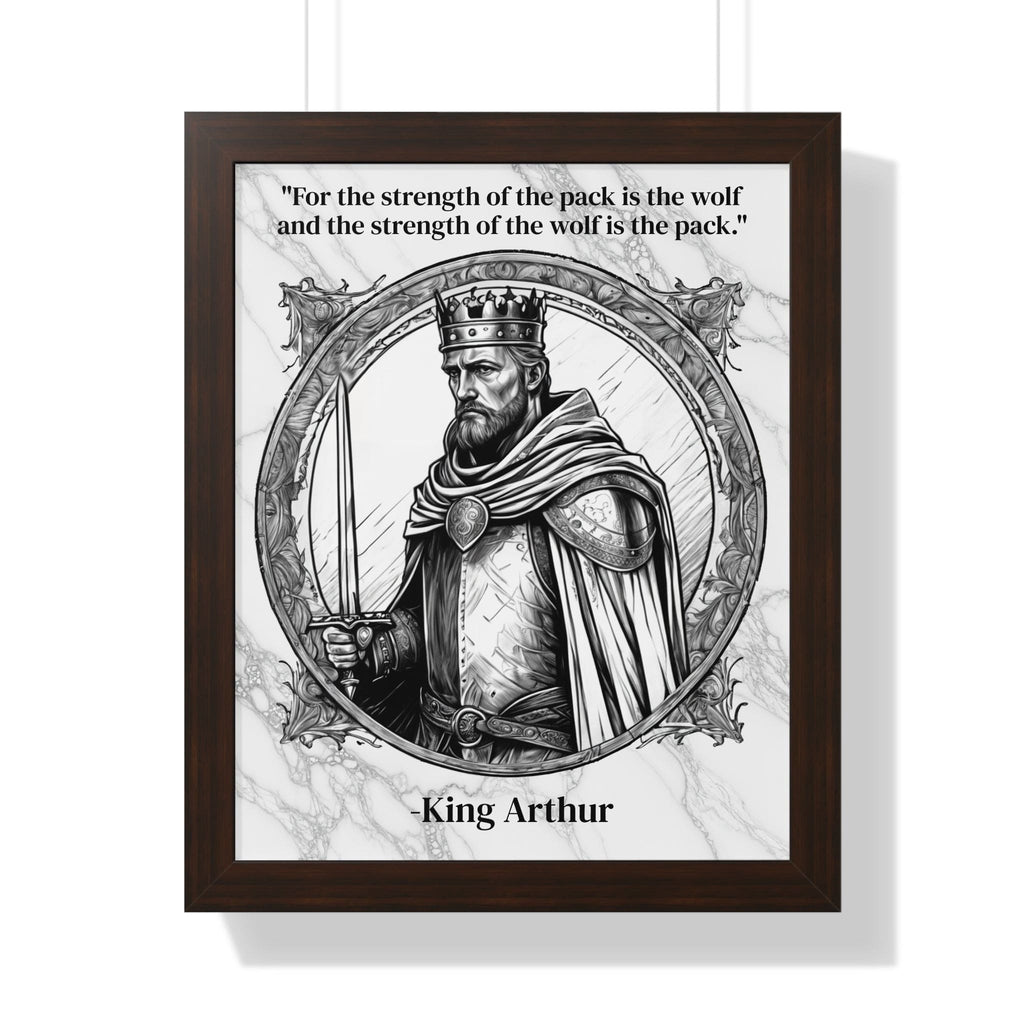 Printify Poster 16″ x 20″ / Walnut King Arthur Knights Templar Inspirational Framed Wall Art Quote for Fantasy Lovers Castle Decor - Great Gift for Medieval History Fans