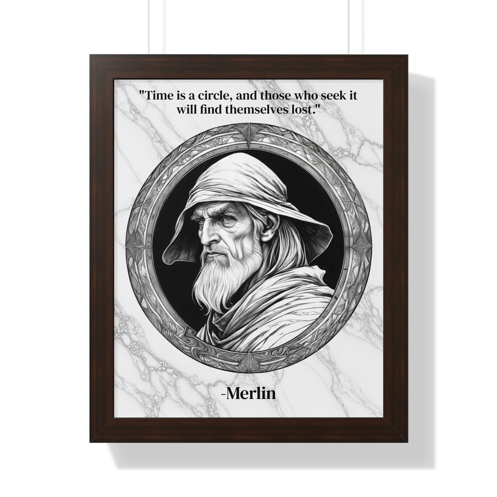 Printify Poster 16″ x 20″ / Walnut Merlin Magic Wizard Spells Framed Wall Art Inspirational Quote for Fantasy Readers Decor - Perfect Gift for Enchanted Castle Home Lovers Fan