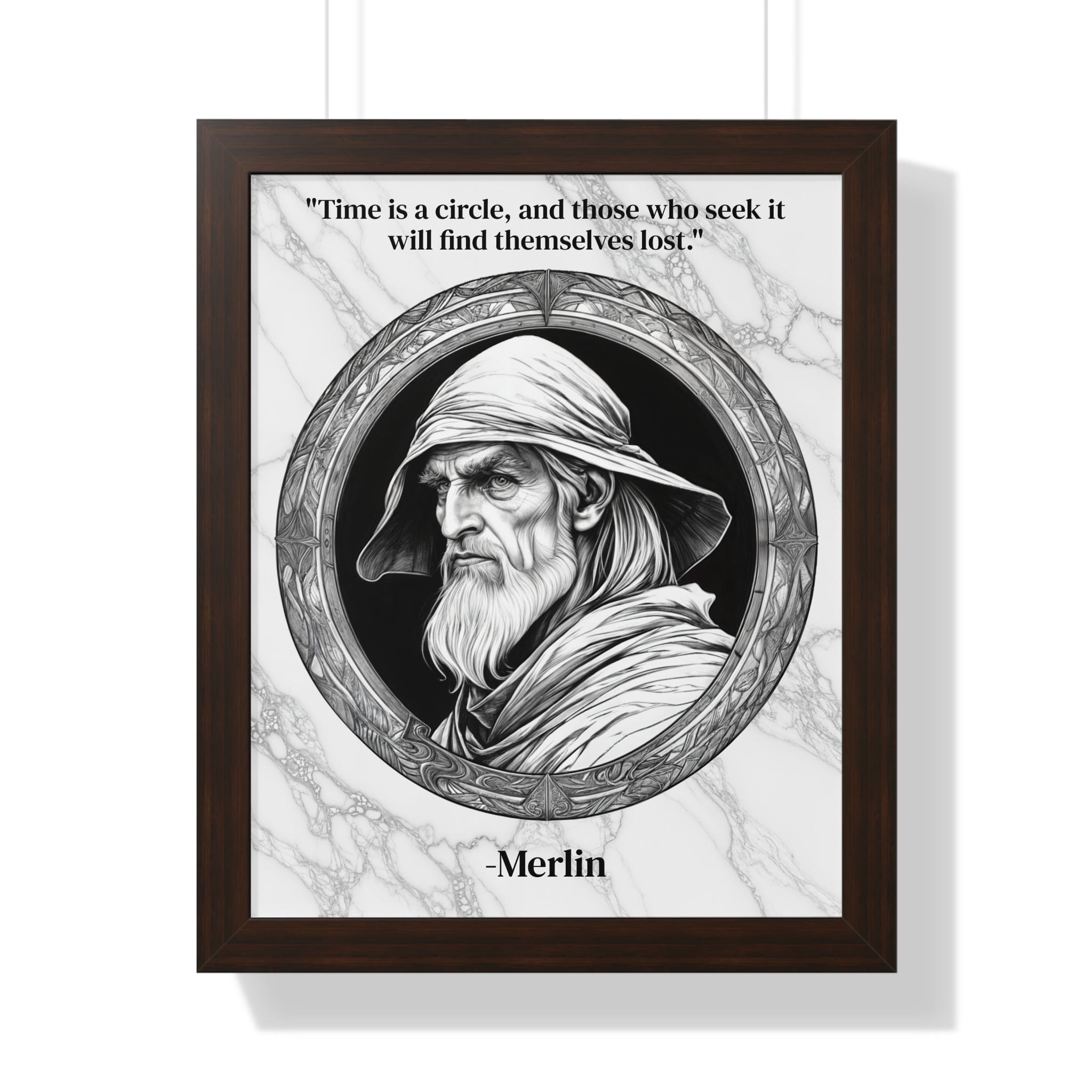Printify Poster 16″ x 20″ / Walnut Merlin Magic Wizard Spells Framed Wall Art Inspirational Quote for Fantasy Readers Decor - Perfect Gift for Enchanted Castle Home Lovers Fan