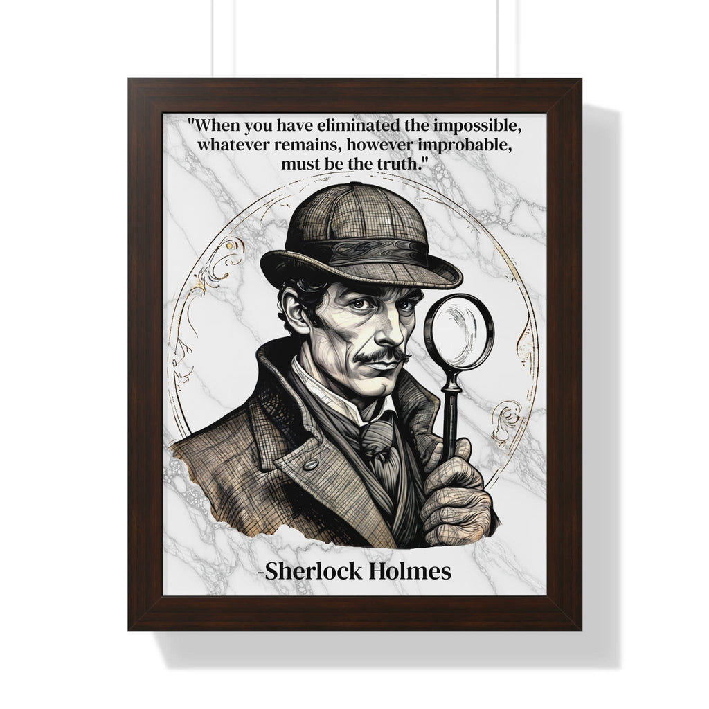 Printify Poster 16″ x 20″ / Walnut Sherlock Holmes Inspirational Quote Mystery Lover Decor Framed Wall Art for Home Office Gift - Perfect Detective Quote Print for Fans