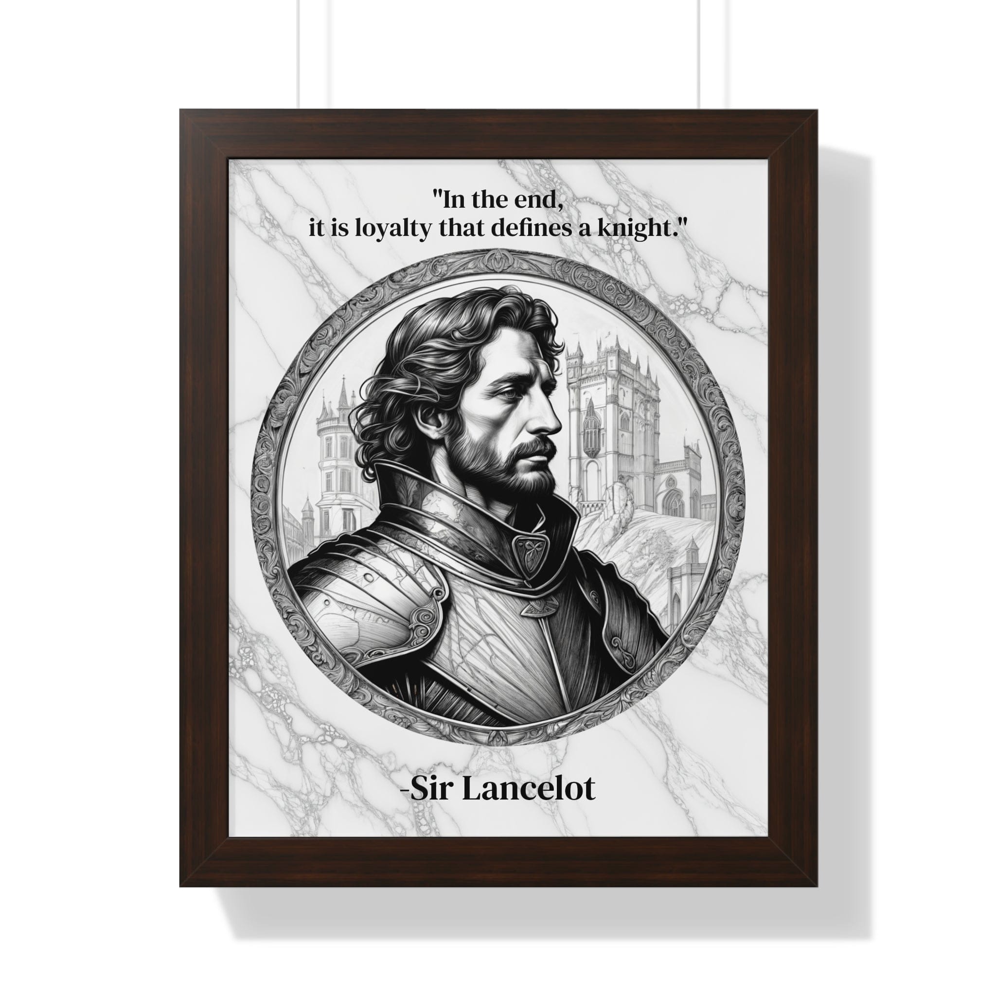 Printify Poster 16″ x 20″ / Walnut Sir Lancelot Chivalry Code Knights Honor Framed Wall Art Inspirational Quote for Knights Templar Decor - Unique Gift for History Lovers Fans