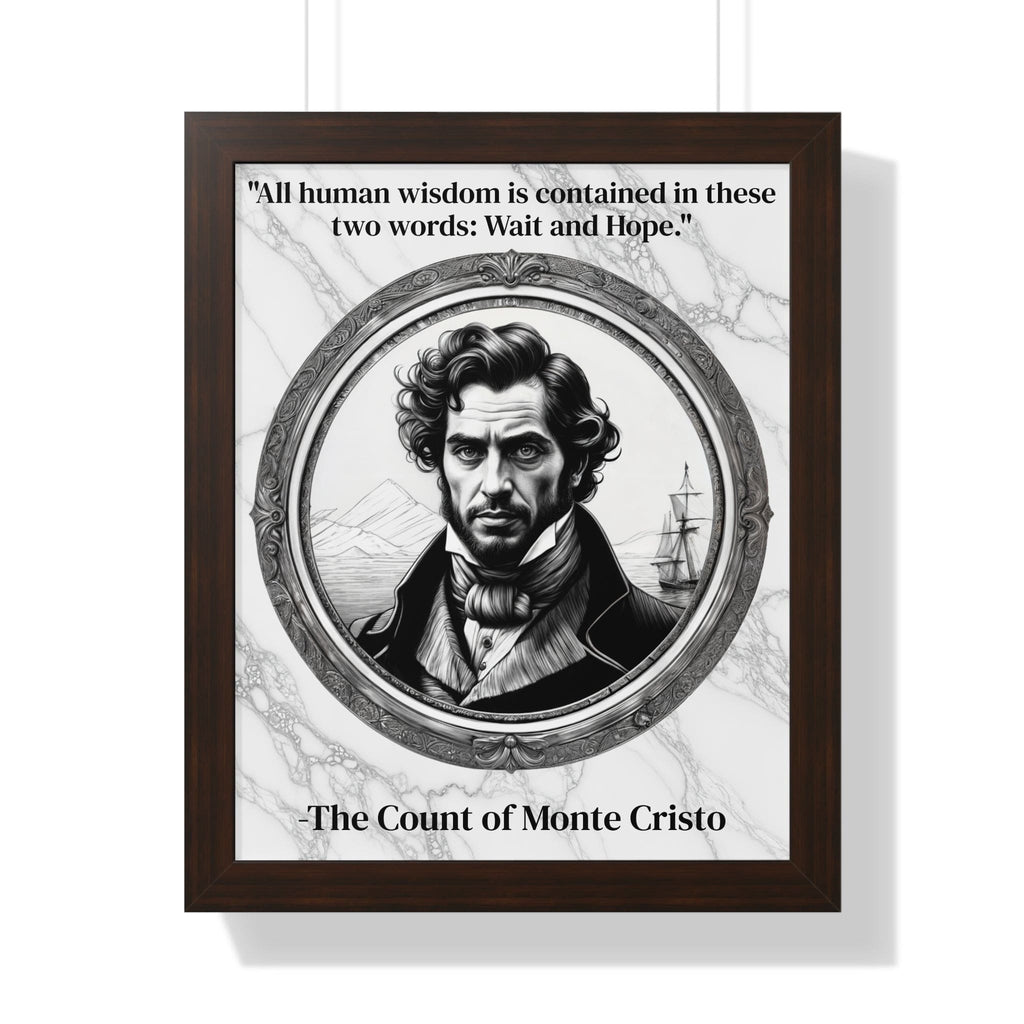 Printify Poster 16″ x 20″ / Walnut The Count of Monte Cristo Inspirational Quote Decor Framed Wall Art for Home Office Gift - Revenge Quote Print for Classic Literature Lovers