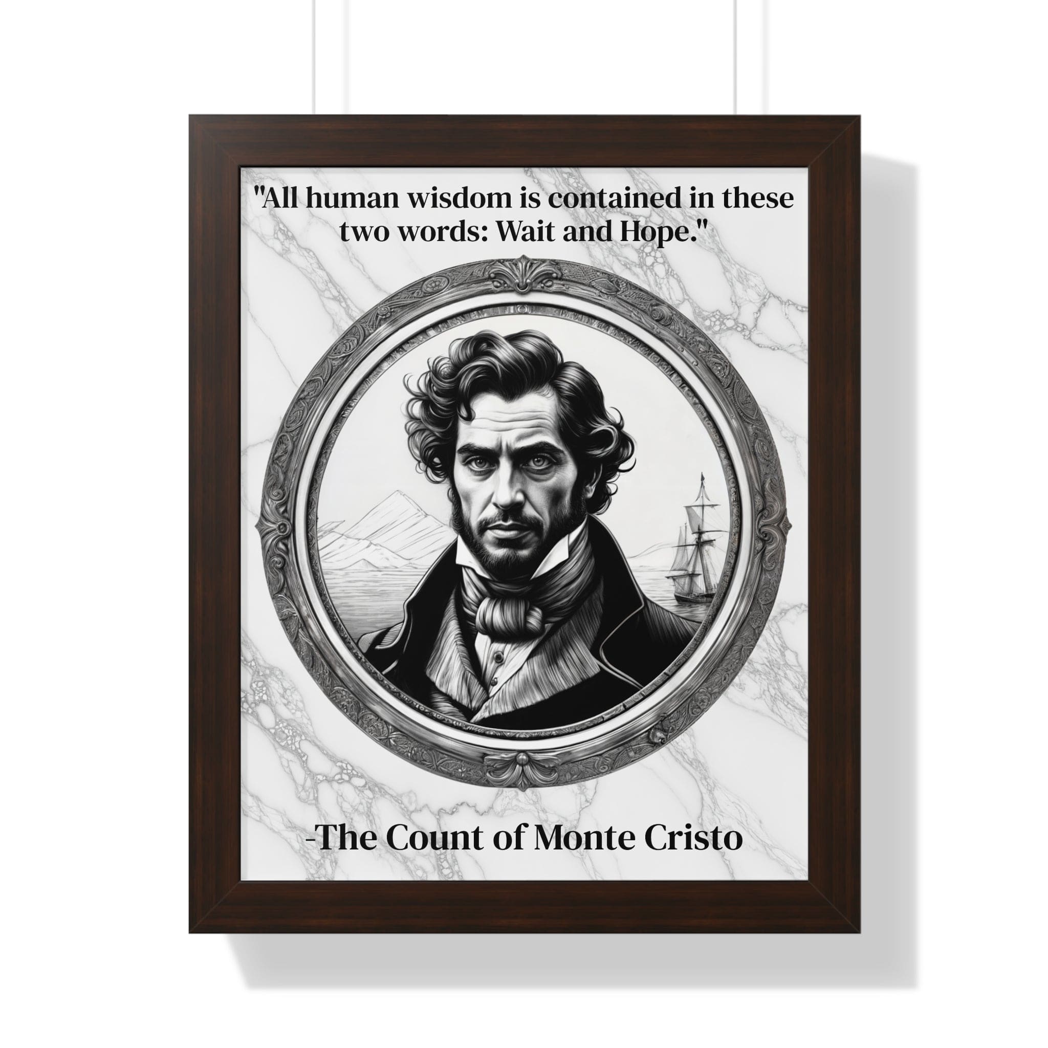 Printify Poster 16″ x 20″ / Walnut The Count of Monte Cristo Inspirational Quote Decor Framed Wall Art for Home Office Gift - Revenge Quote Print for Classic Literature Lovers