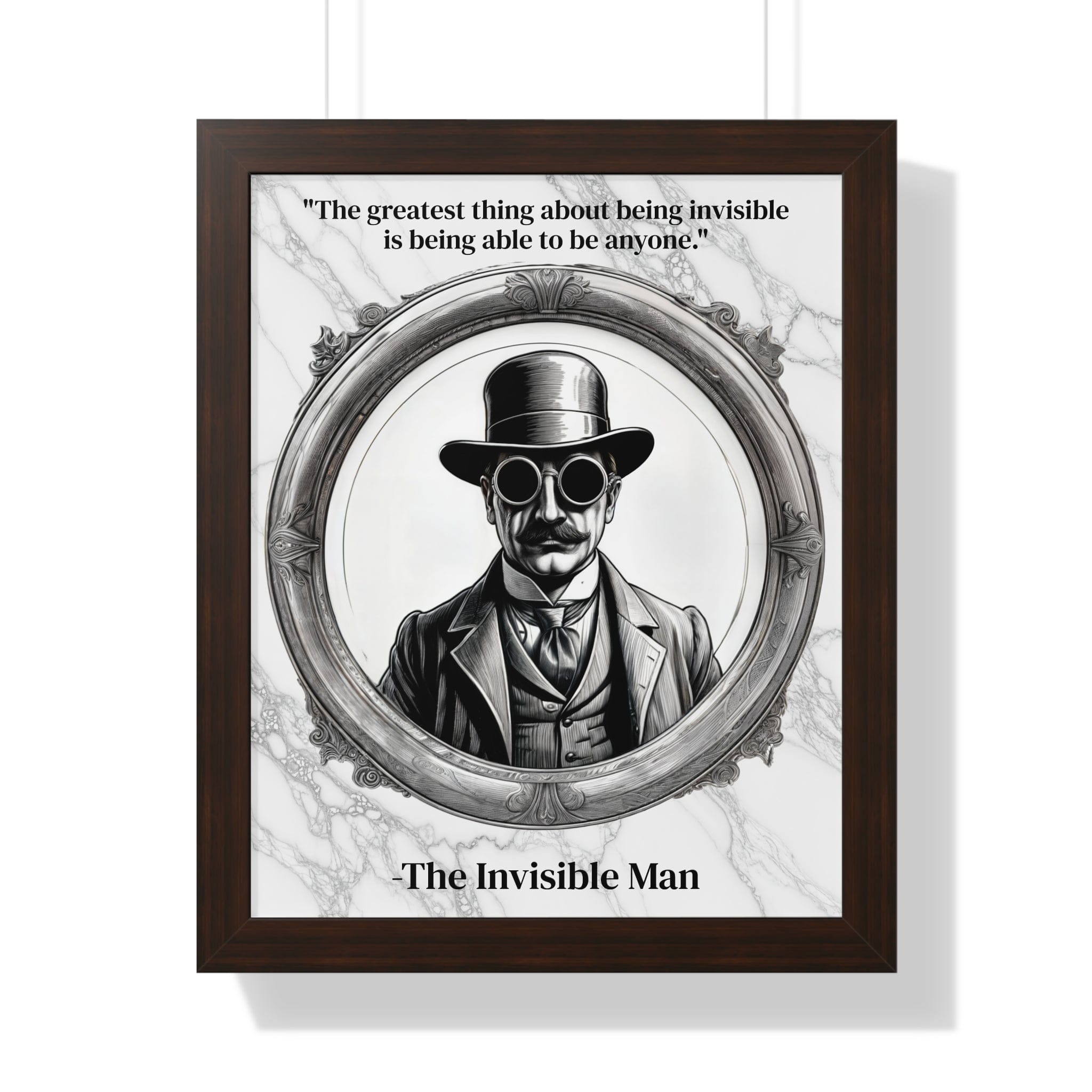 Printify Poster 16″ x 20″ / Walnut The Invisible Man Inspirational Quote Sci-Fi Decor Framed Wall Art for Home Office Gift - Perfect Quote Print for H.G. Wells Enthusiasts