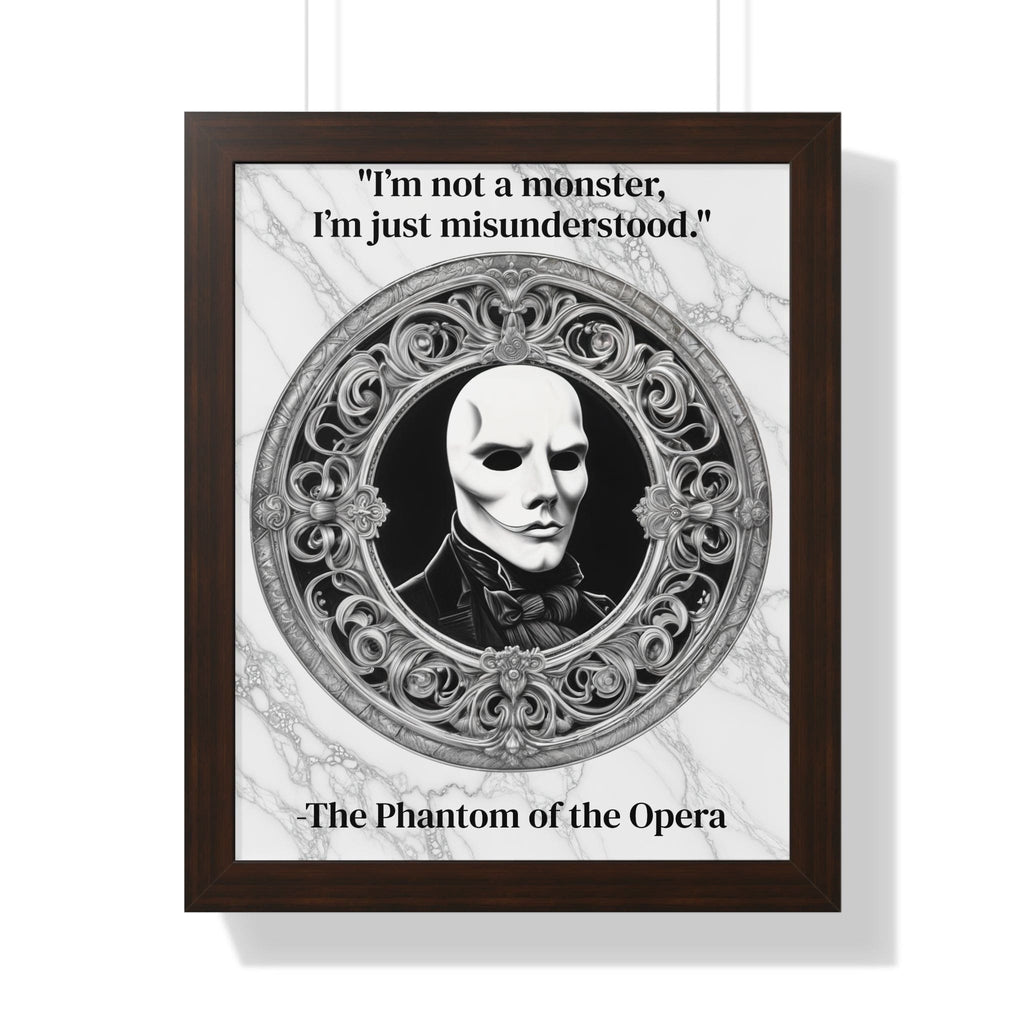 Printify Poster 16″ x 20″ / Walnut The Phantom of the Opera Inspirational Quote Art Decor Framed Wall Art for Home Office Gift - Perfect Quote Print for Music and Mystery Fans