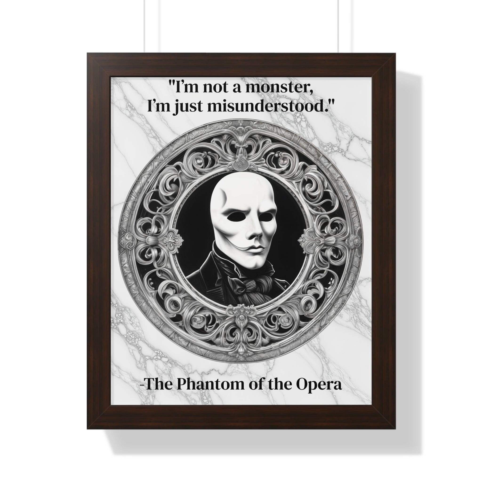 Printify Poster 16″ x 20″ / Walnut The Phantom of the Opera Inspirational Quote Art Decor Framed Wall Art for Home Office Gift - Perfect Quote Print for Music and Mystery Fans