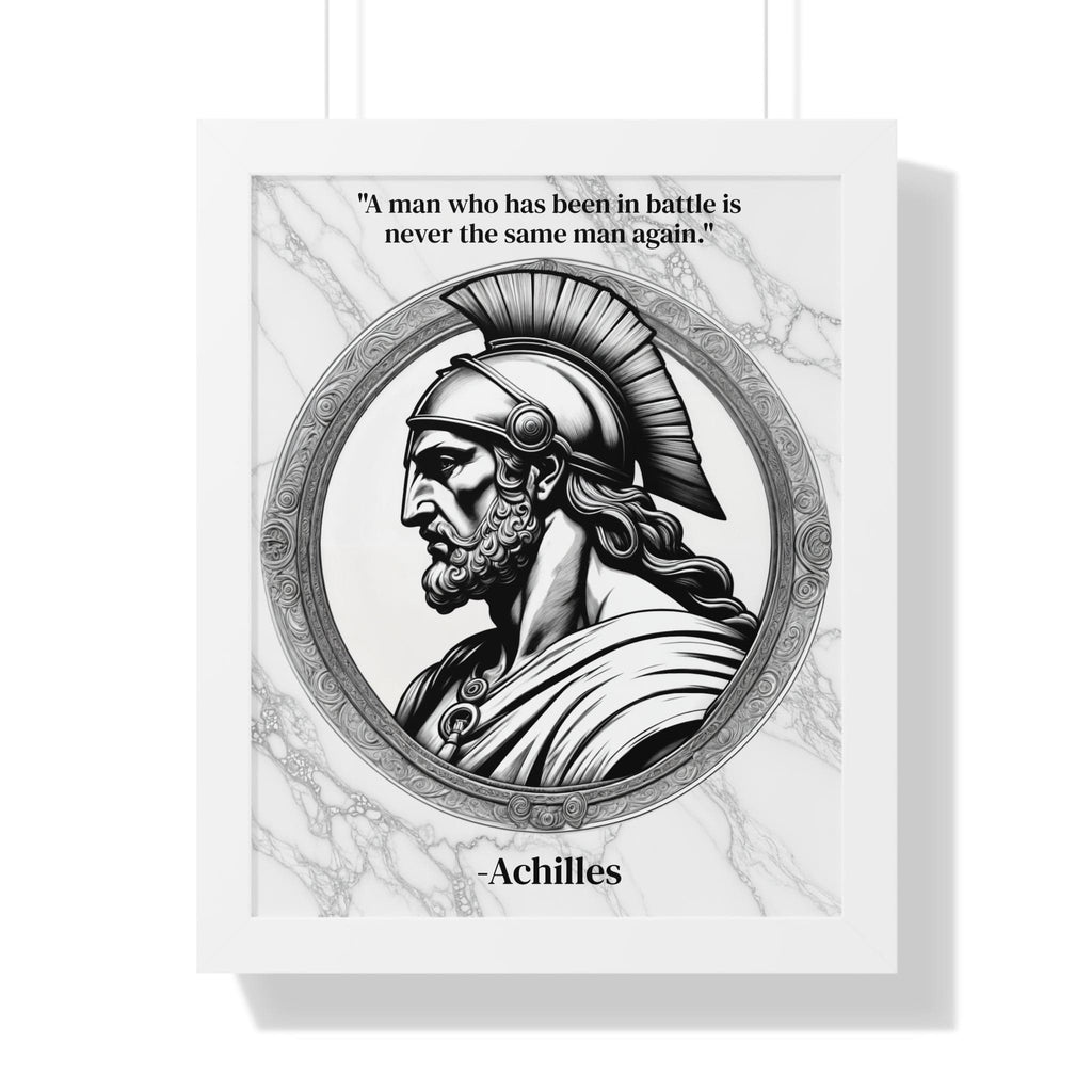 Printify Poster 16″ x 20″ / White Achilles Greek Mythology Motivational Framed Wall Art Quote for Home Office Decor - Unique Gift for Warrior Spirit Inspirational Fans