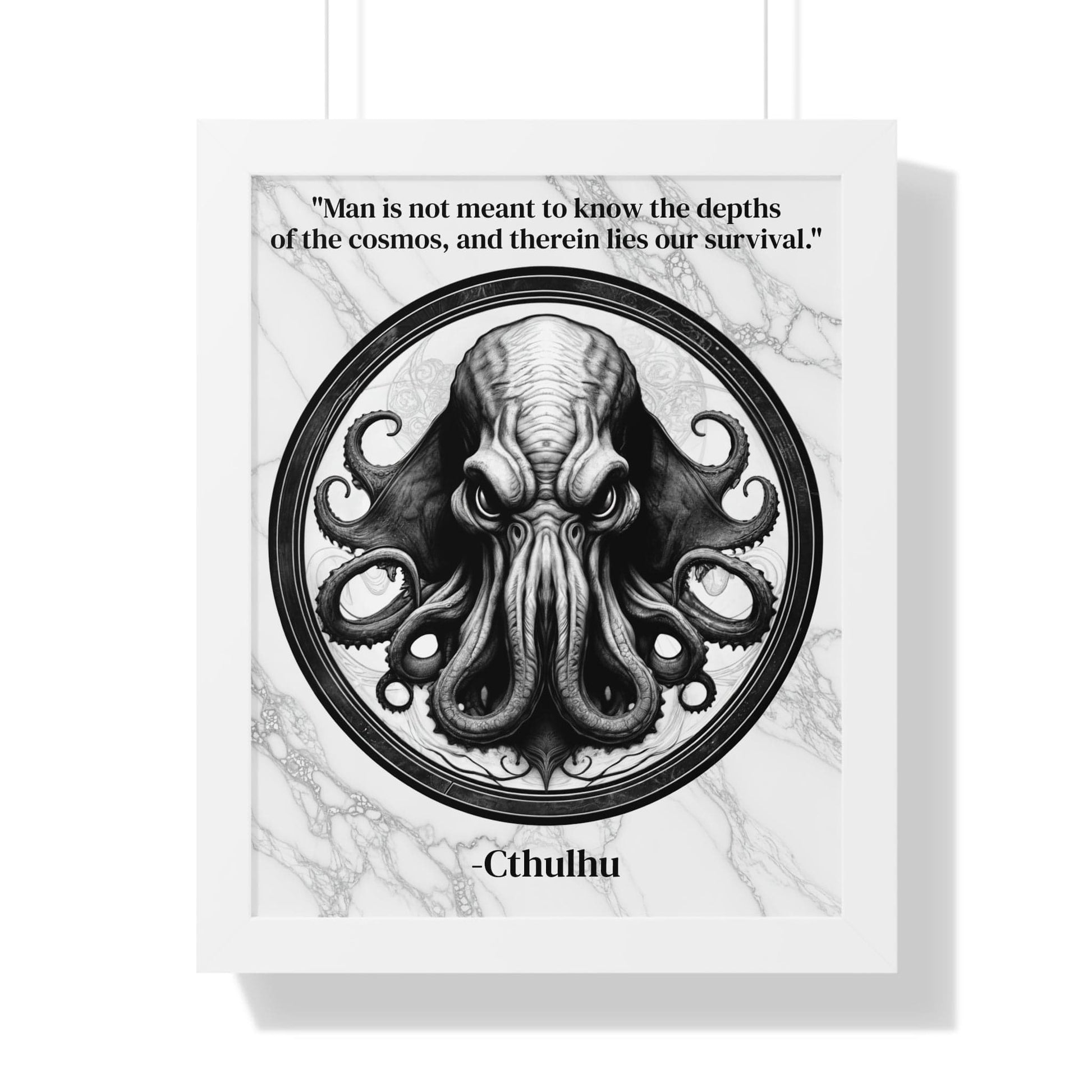 Printify Poster 16″ x 20″ / White Cthulhu Lovecraft Epic Horror Mythos Framed Wall Art Inspirational Quote for Dark Fantasy Decor - Perfect Gift for Legendary Quest Fans Fan
