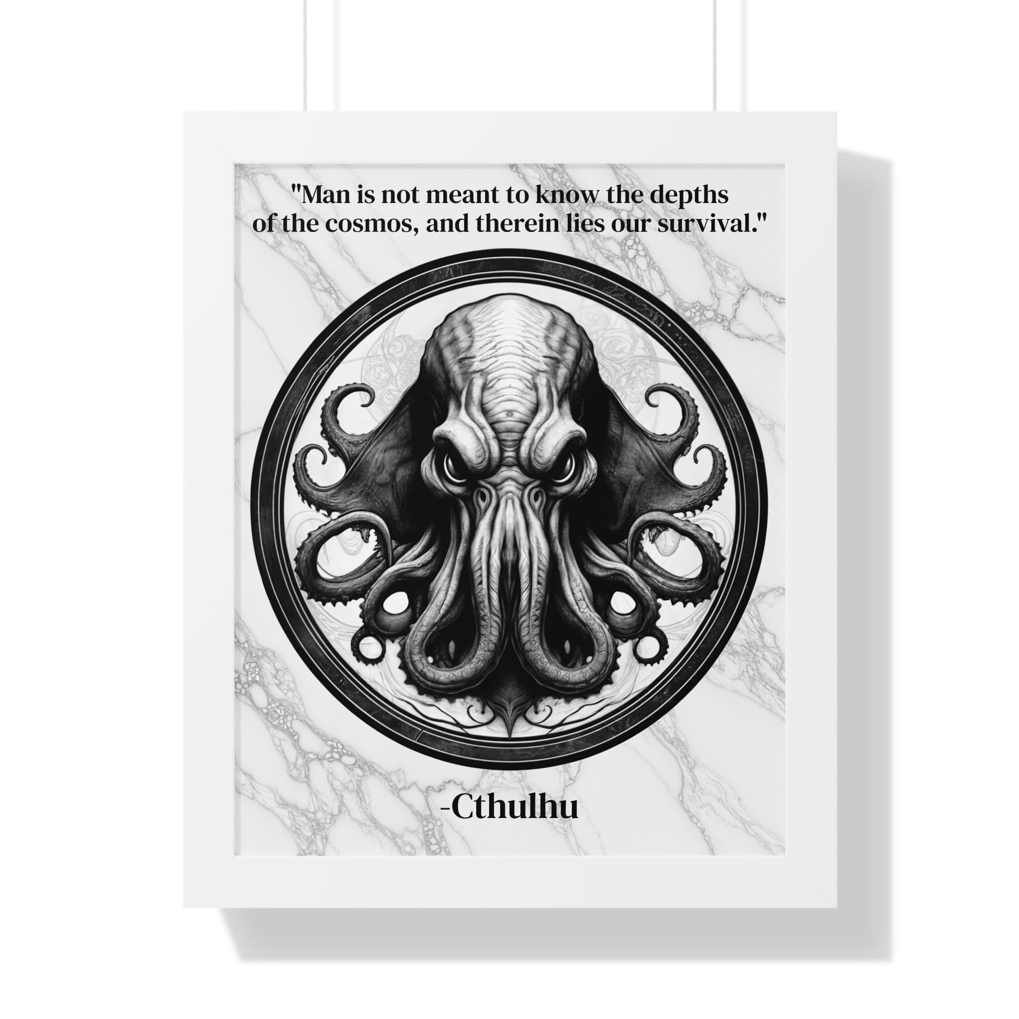 Printify Poster 16″ x 20″ / White Cthulhu Lovecraft Epic Horror Mythos Framed Wall Art Inspirational Quote for Dark Fantasy Decor - Perfect Gift for Legendary Quest Fans Fan