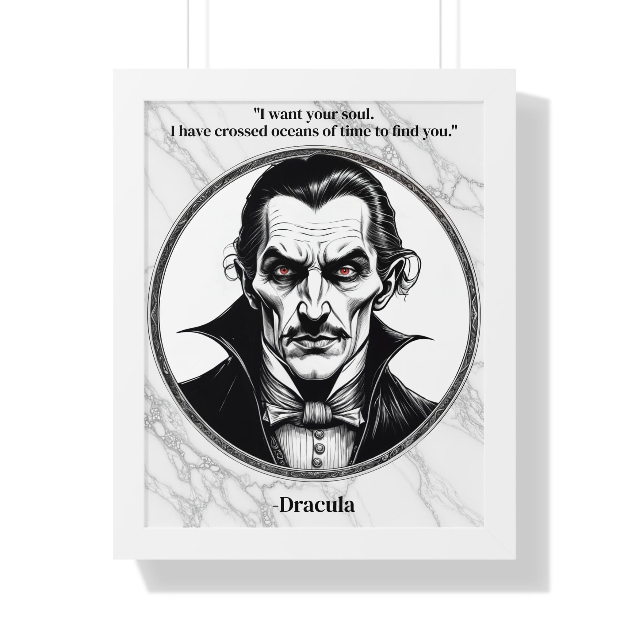 Printify Poster 16″ x 20″ / White Dracula Inspirational Quote Gothic Decor Framed Wall Art for Home Office Gift - Ideal Vampire Quote Print for Horror Literature Lovers