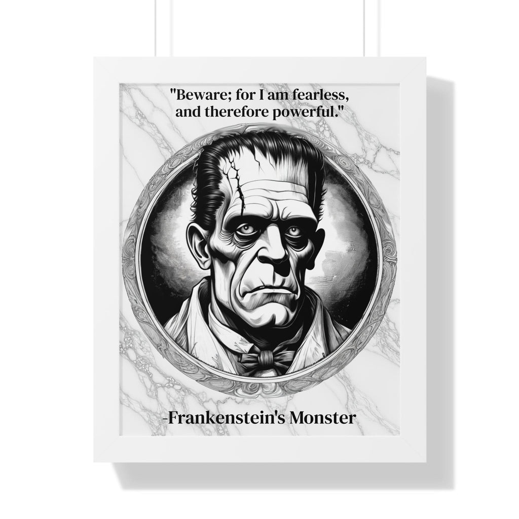 Printify Poster 16″ x 20″ / White Frankensteins Monster Inspirational Quote Science Fiction Decor Framed Wall Art for Home Office Gift - Perfect Creature Quote Print for Fans