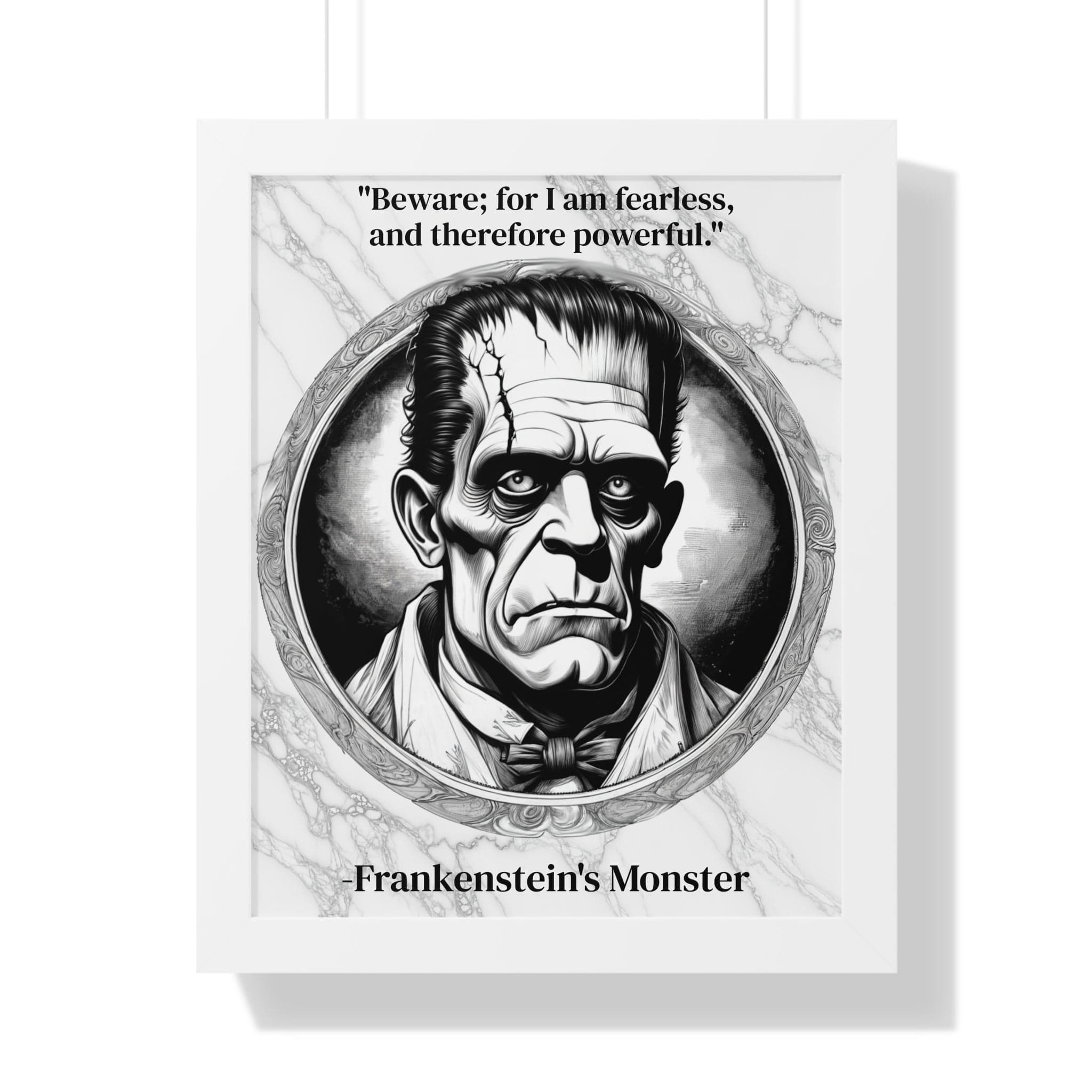 Printify Poster 16″ x 20″ / White Frankensteins Monster Inspirational Quote Science Fiction Decor Framed Wall Art for Home Office Gift - Perfect Creature Quote Print for Fans