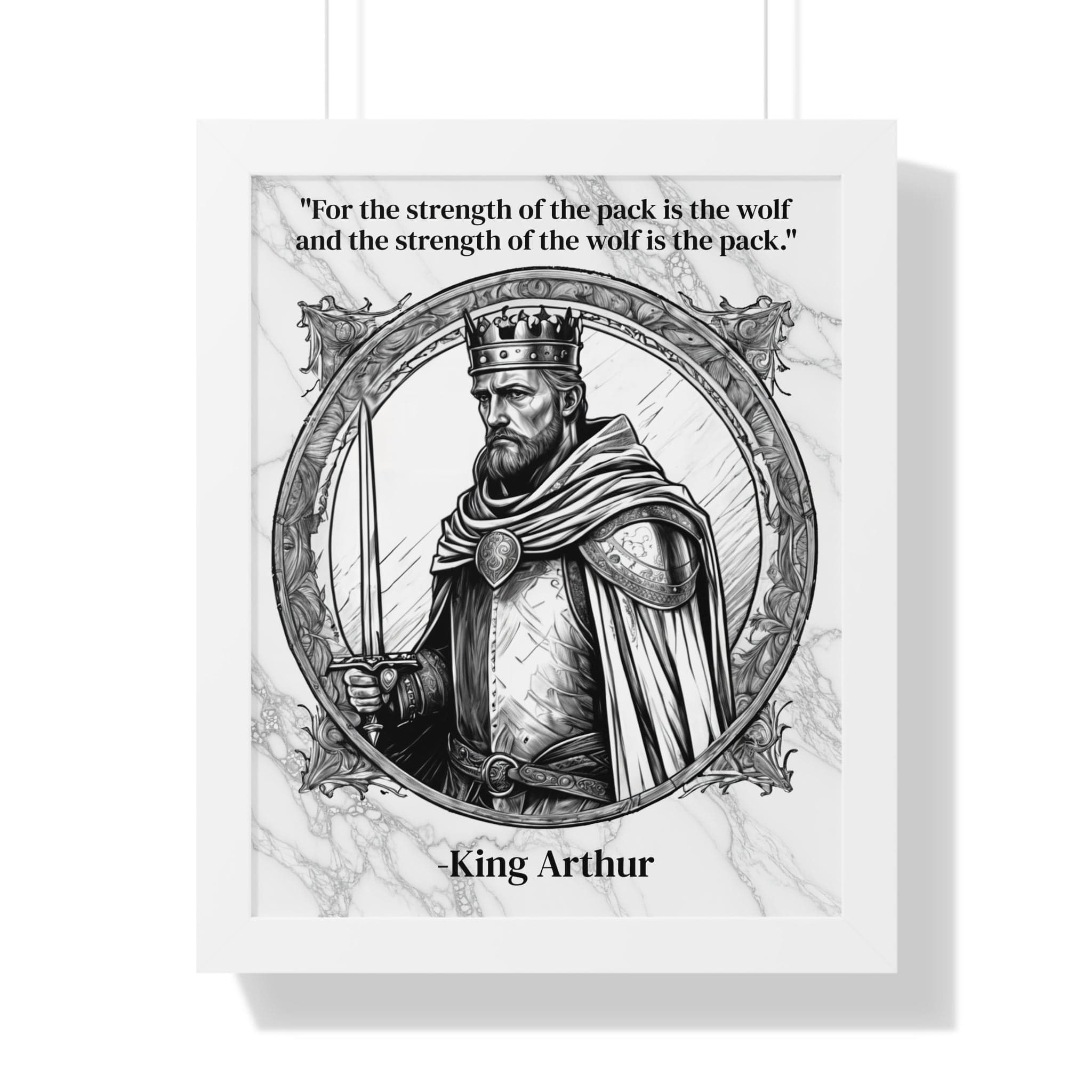 Printify Poster 16″ x 20″ / White King Arthur Knights Templar Inspirational Framed Wall Art Quote for Fantasy Lovers Castle Decor - Great Gift for Medieval History Fans