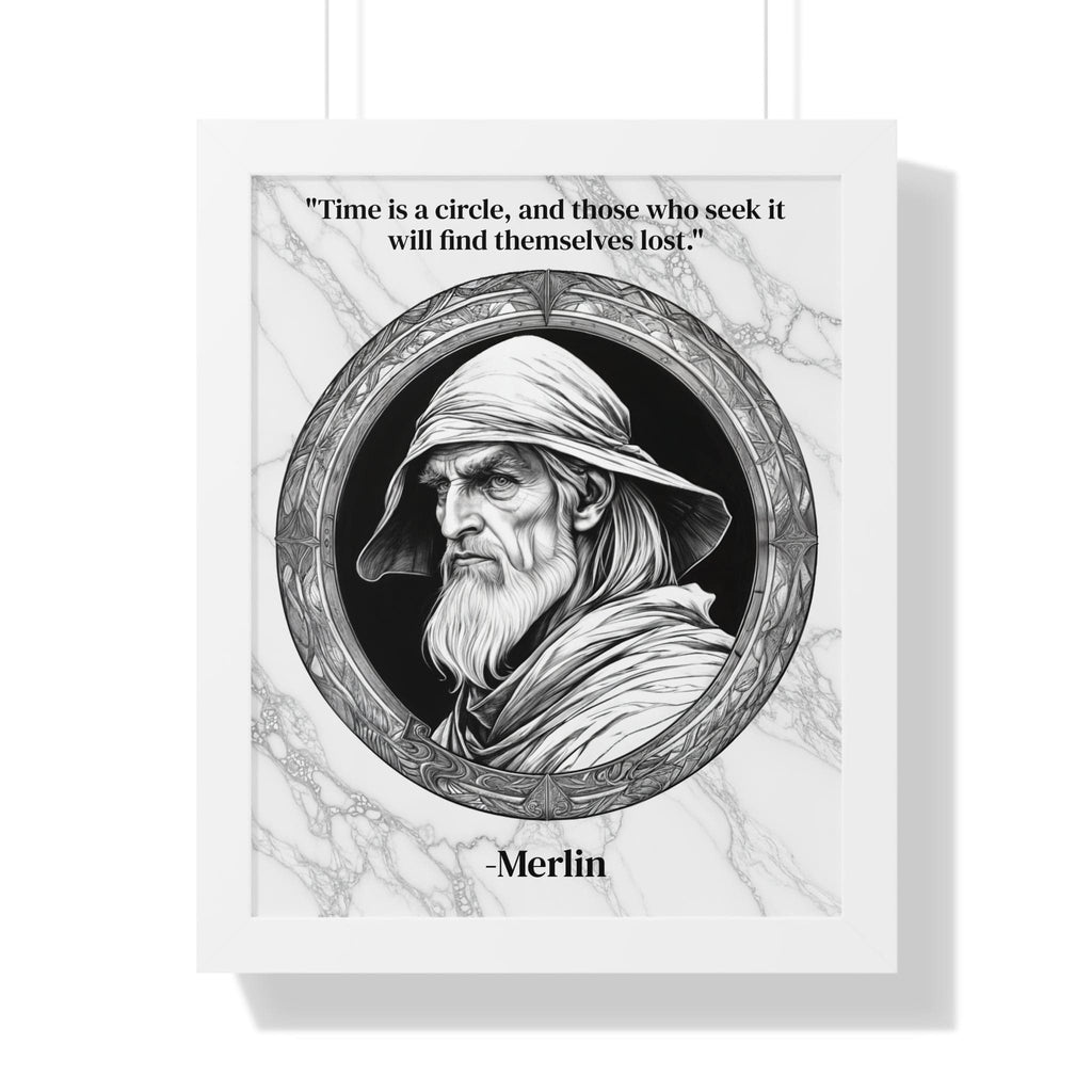 Printify Poster 16″ x 20″ / White Merlin Magic Wizard Spells Framed Wall Art Inspirational Quote for Fantasy Readers Decor - Perfect Gift for Enchanted Castle Home Lovers Fan