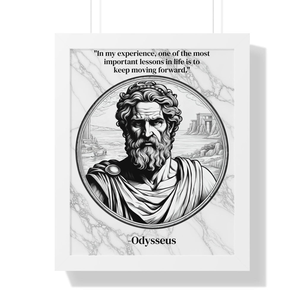 Printify Poster 16″ x 20″ / White Odysseus Adventure Traveler Inspirational Framed Wall Art Quote for Literary Lovers Hero Decor - Perfect Gift for Epic Poetry Book Fans