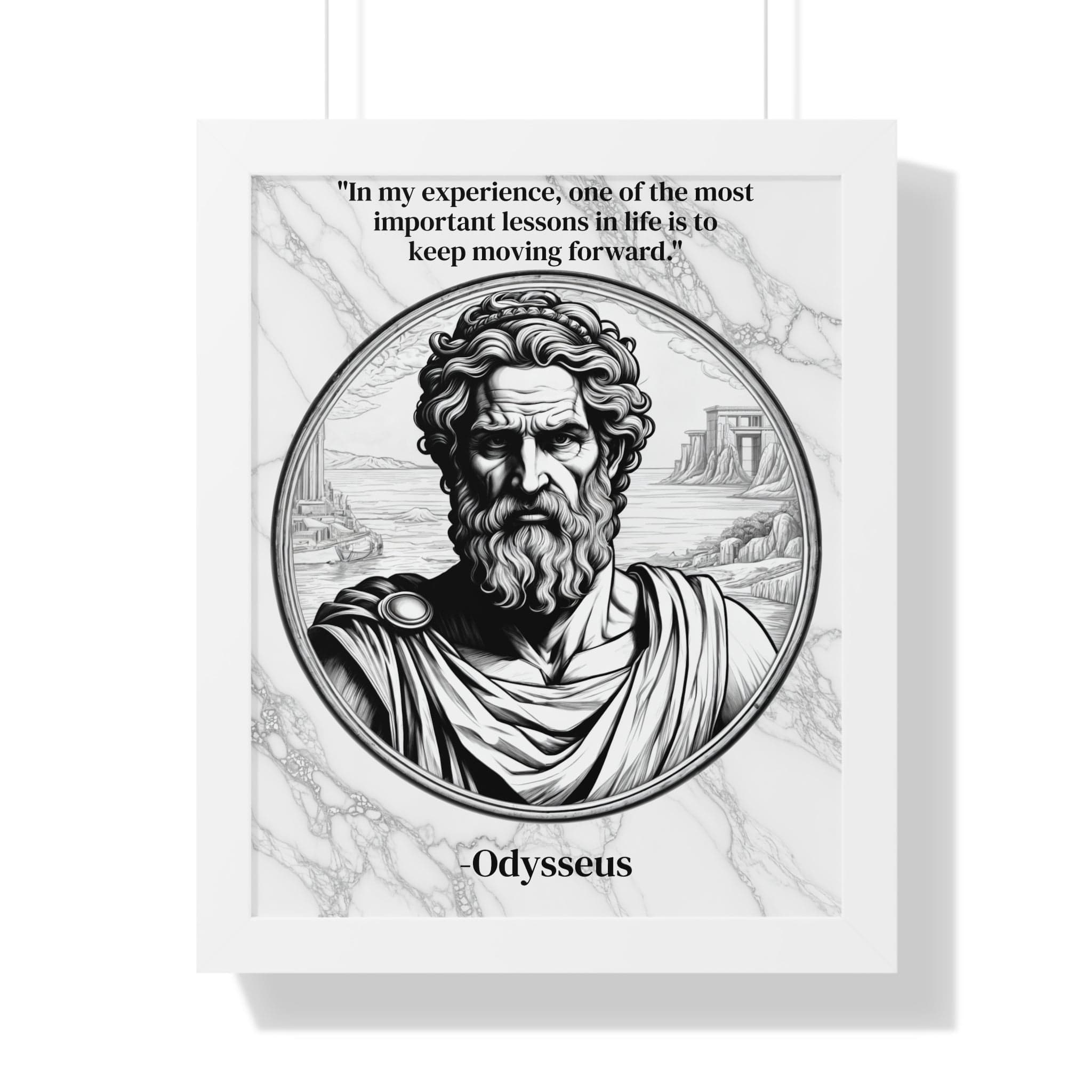 Printify Poster 16″ x 20″ / White Odysseus Adventure Traveler Inspirational Framed Wall Art Quote for Literary Lovers Hero Decor - Perfect Gift for Epic Poetry Book Fans