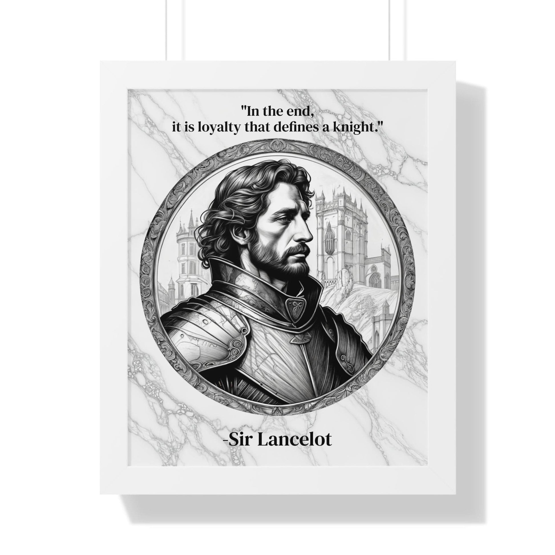 Printify Poster 16″ x 20″ / White Sir Lancelot Chivalry Code Knights Honor Framed Wall Art Inspirational Quote for Knights Templar Decor - Unique Gift for History Lovers Fans