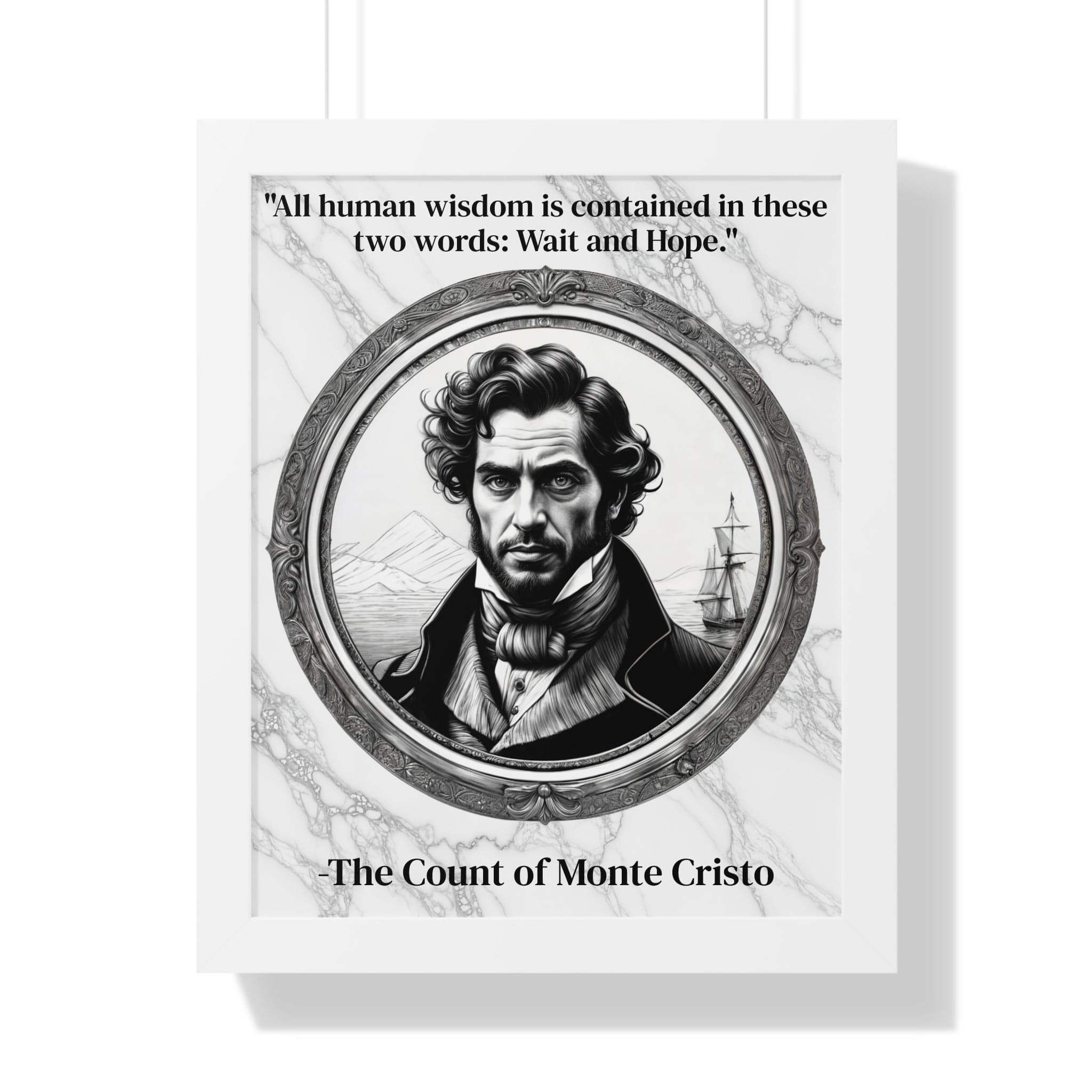 Printify Poster 16″ x 20″ / White The Count of Monte Cristo Inspirational Quote Decor Framed Wall Art for Home Office Gift - Revenge Quote Print for Classic Literature Lovers