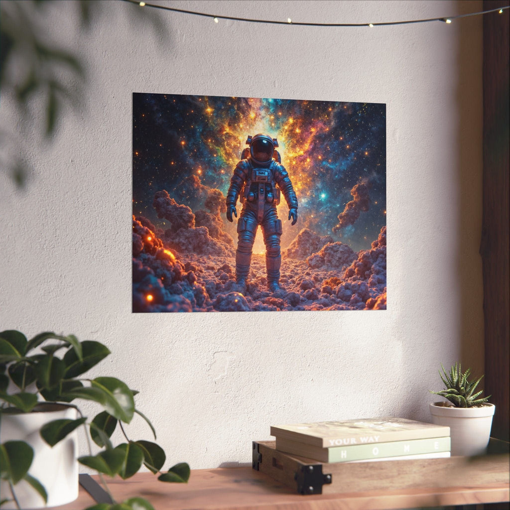 Printify Poster 20″ x 16″ / Matte Cosmic Astronaut Poster, Space Wall Art, Bedroom Decor, Home Office Artwork, Unique Astronaut Gift