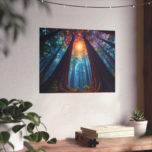 Printify Poster 20″ x 16″ / Matte Enchanted Forest Matte Horizontal Posters, Nature Wall Art, Dark Woods Decor, Bohemian Aesthetic, Home and Office Decoration