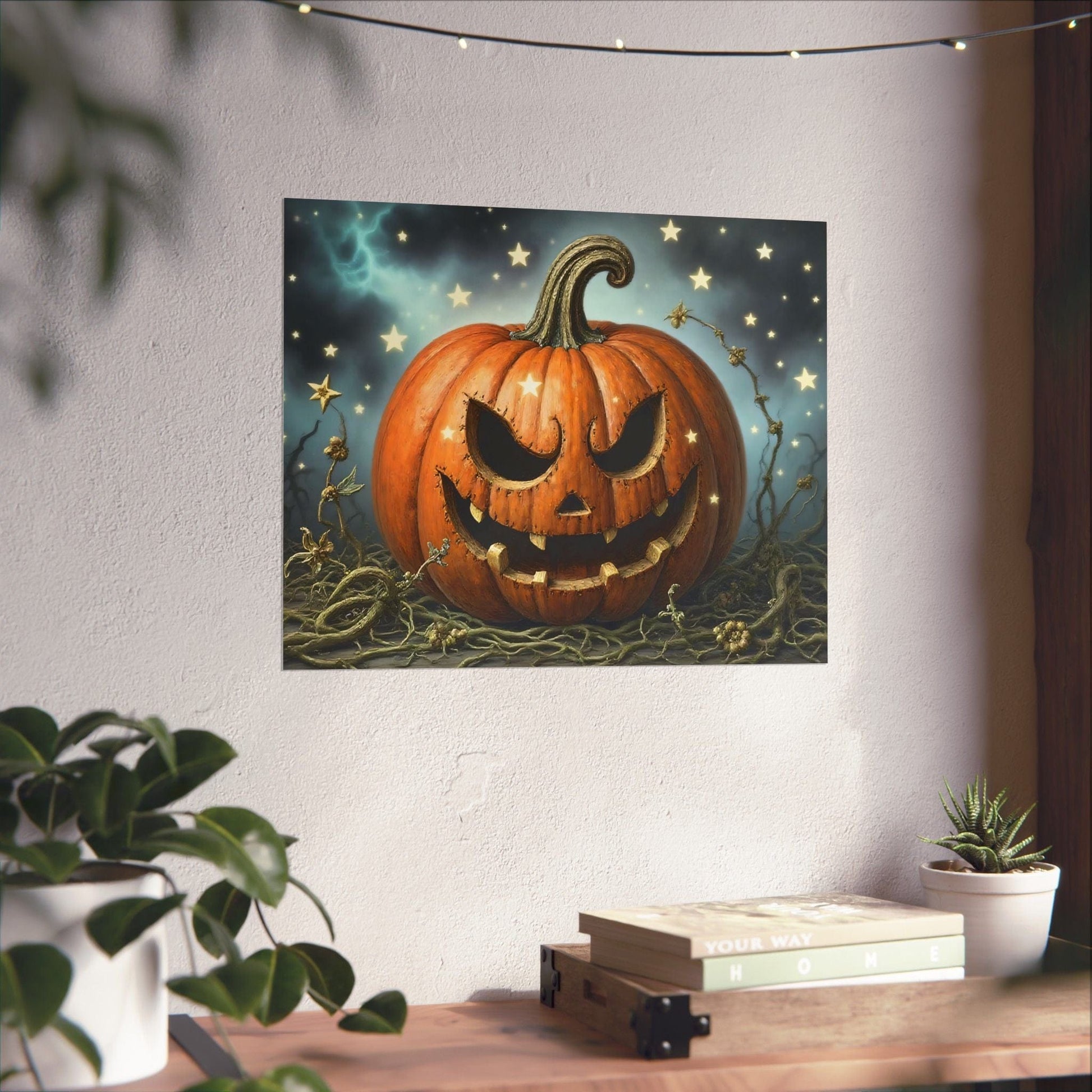Printify Poster 20″ x 16″ / Matte Spooky Pumpkin Wall Art: Autumn Decor for Halloween Parties, Gothic Home Decoration, Matte Posters