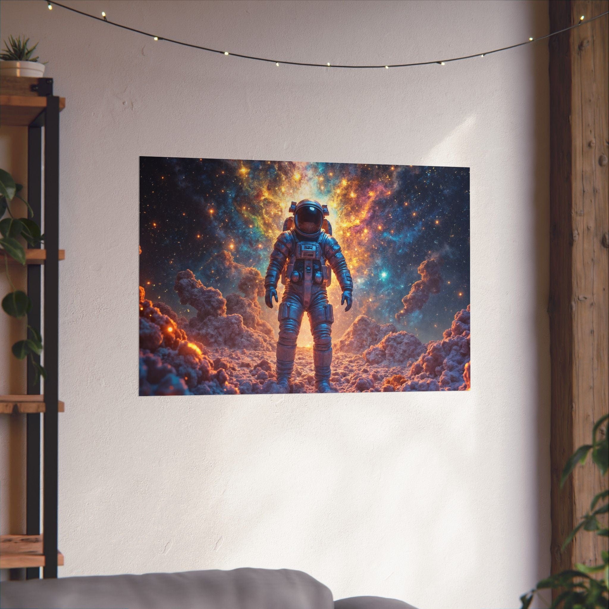 Printify Poster 36″ x 24″ / Matte Cosmic Astronaut Poster, Space Wall Art, Bedroom Decor, Home Office Artwork, Unique Astronaut Gift