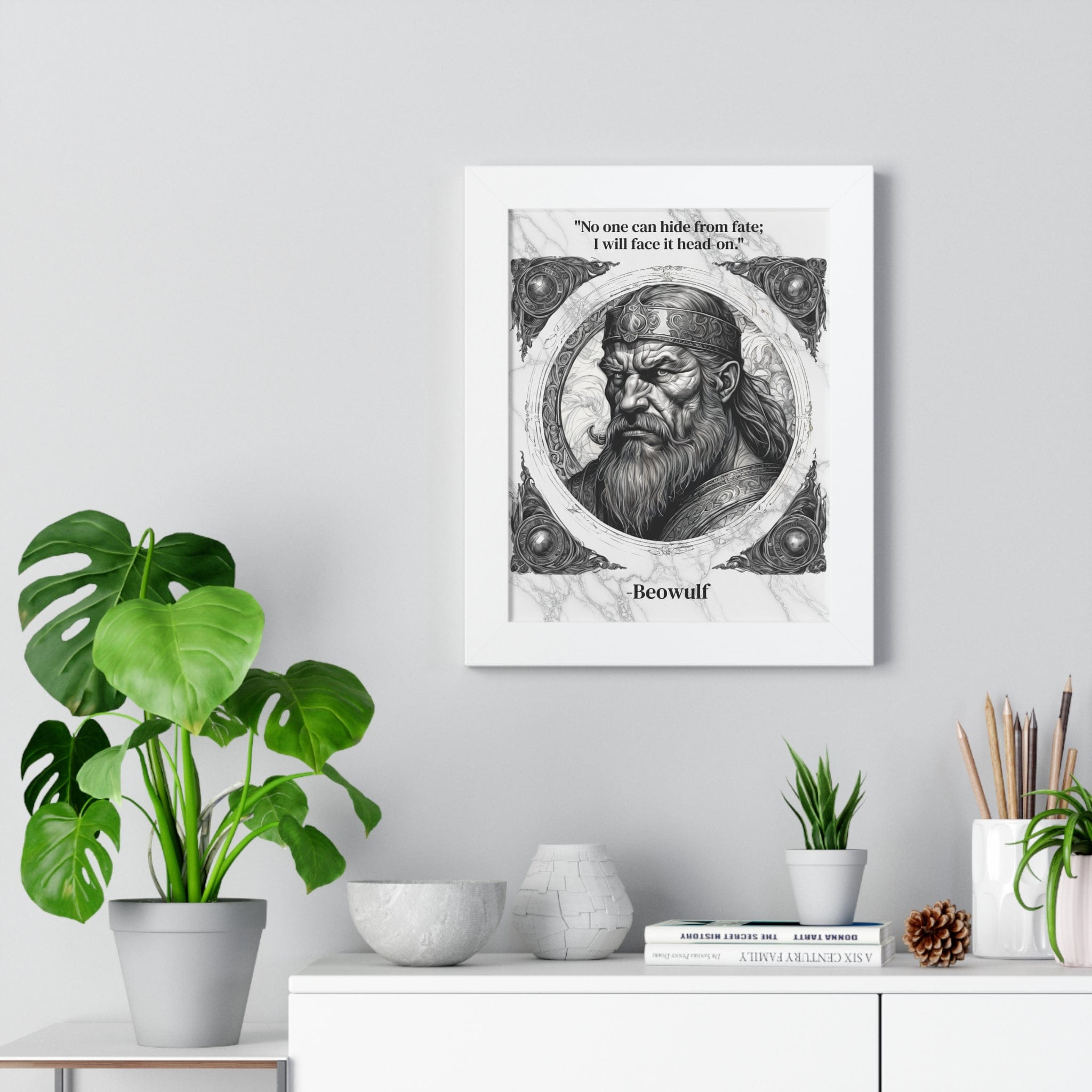 Printify Poster Beowulf Epic Hero Literature Framed Wall Art Inspirational Quote for Book Lovers Legendary Decor - Ideal Gift for Classic Literature Fans