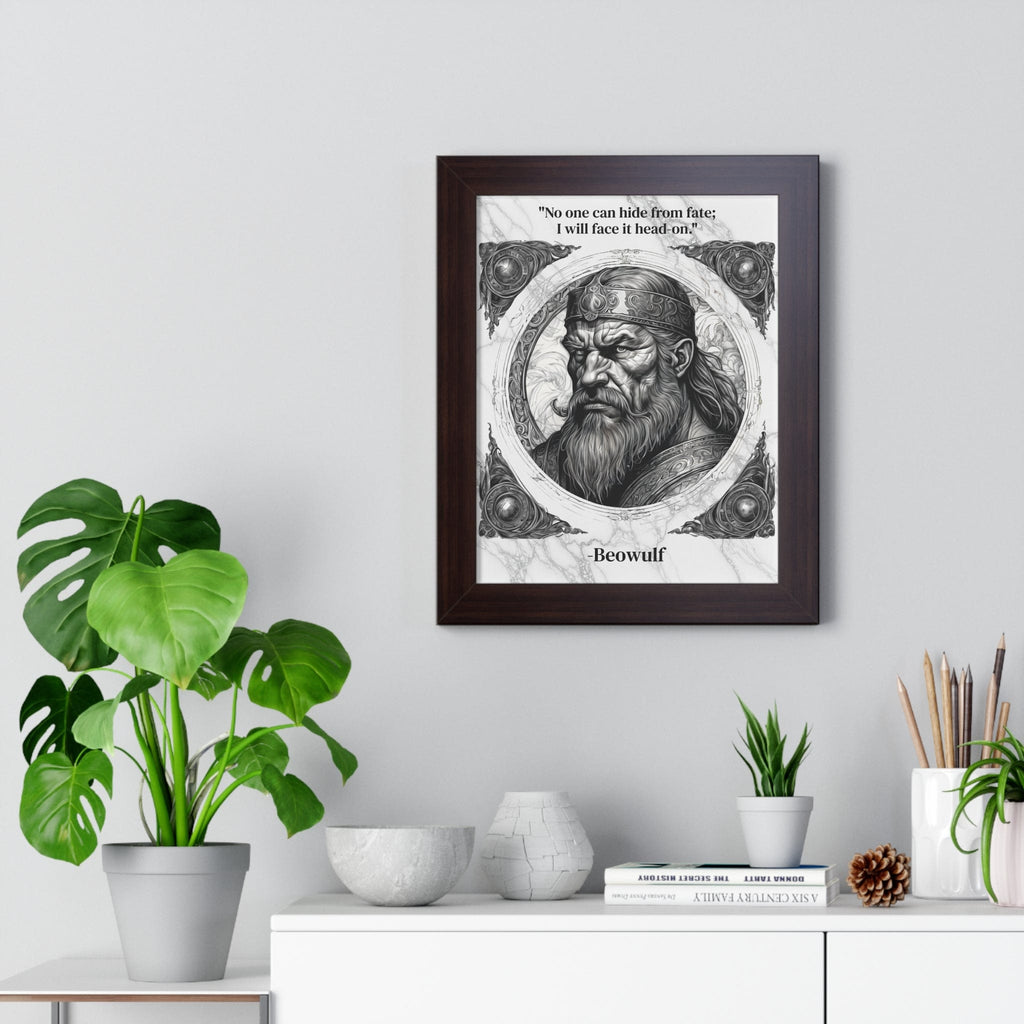 Printify Poster Beowulf Epic Hero Literature Framed Wall Art Inspirational Quote for Book Lovers Legendary Decor - Ideal Gift for Classic Literature Fans