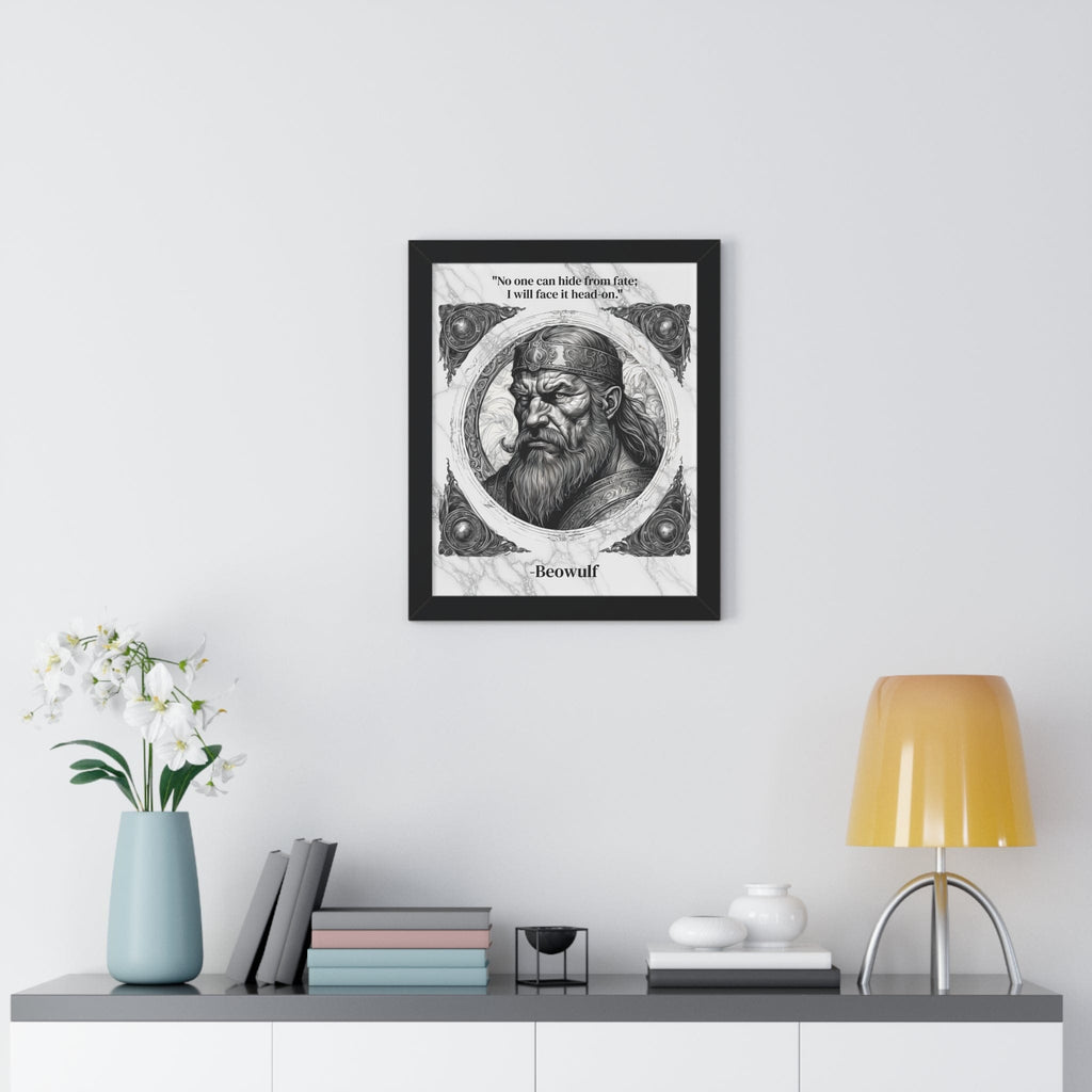 Printify Poster Beowulf Epic Hero Literature Framed Wall Art Inspirational Quote for Book Lovers Legendary Decor - Ideal Gift for Classic Literature Fans