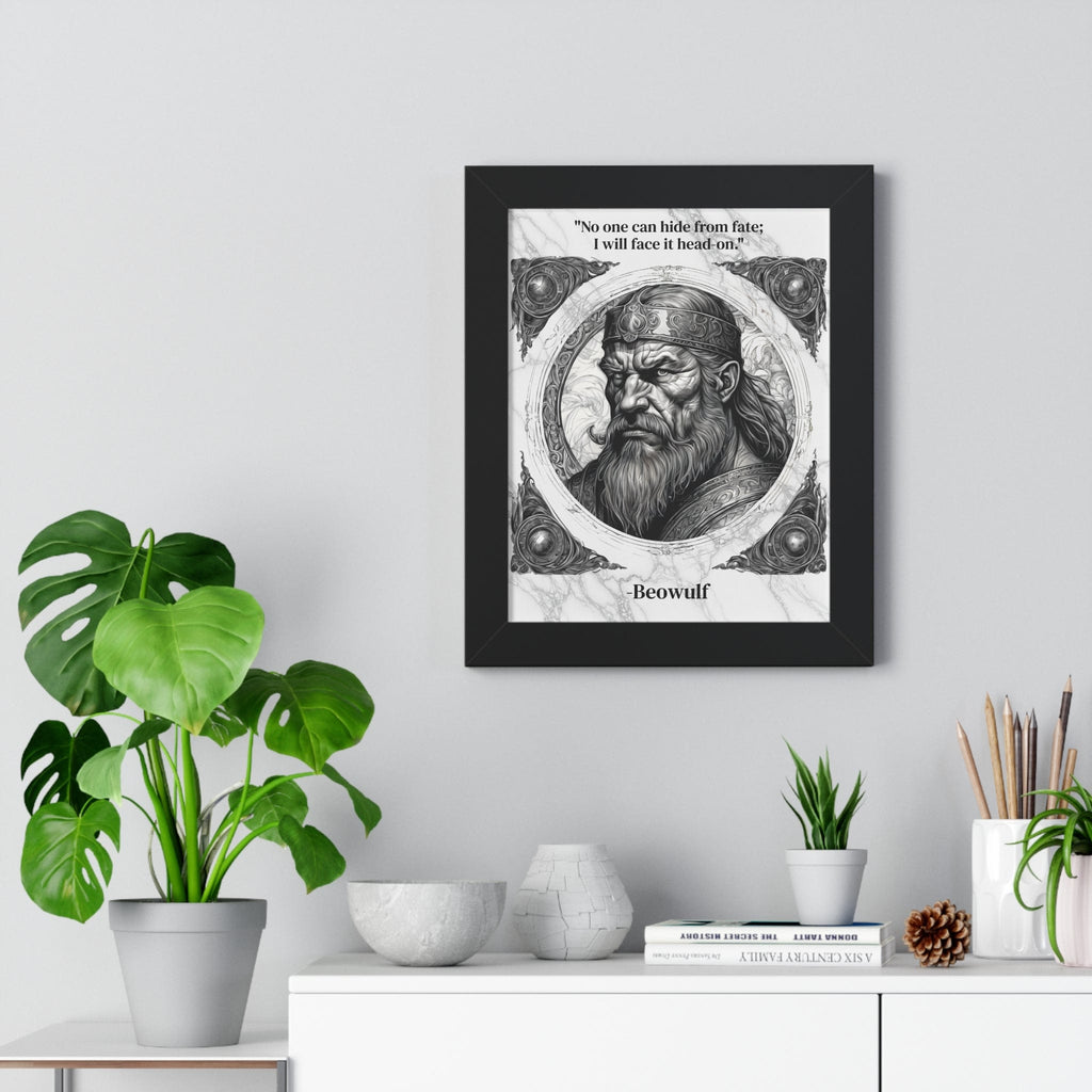 Printify Poster Beowulf Epic Hero Literature Framed Wall Art Inspirational Quote for Book Lovers Legendary Decor - Ideal Gift for Classic Literature Fans